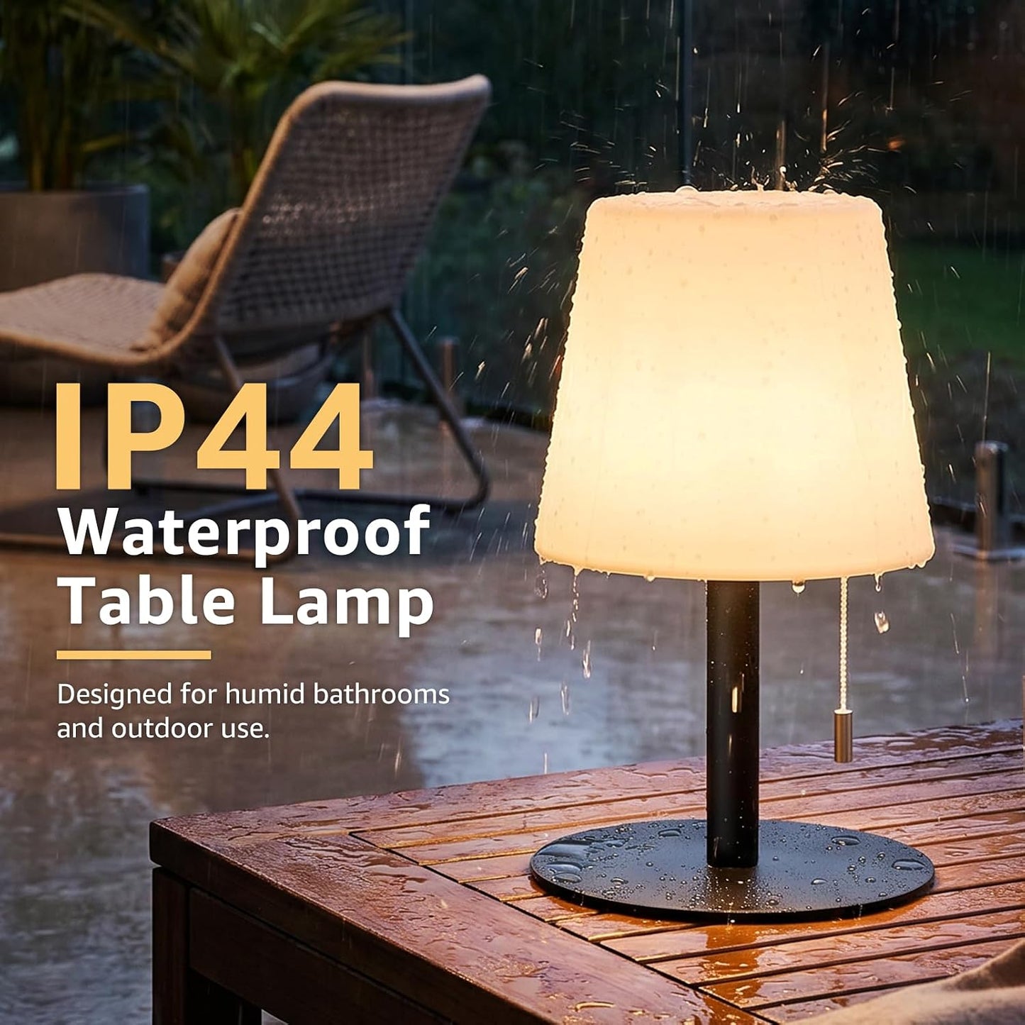 uuffoo Shower Lamp Rechargeable Cordless Light Waterproof for Bathroom Spa | Portable Battery Operated Table Lamp RGB Mood Lighting LED Night Light for Patio kitchen Camping (Black)