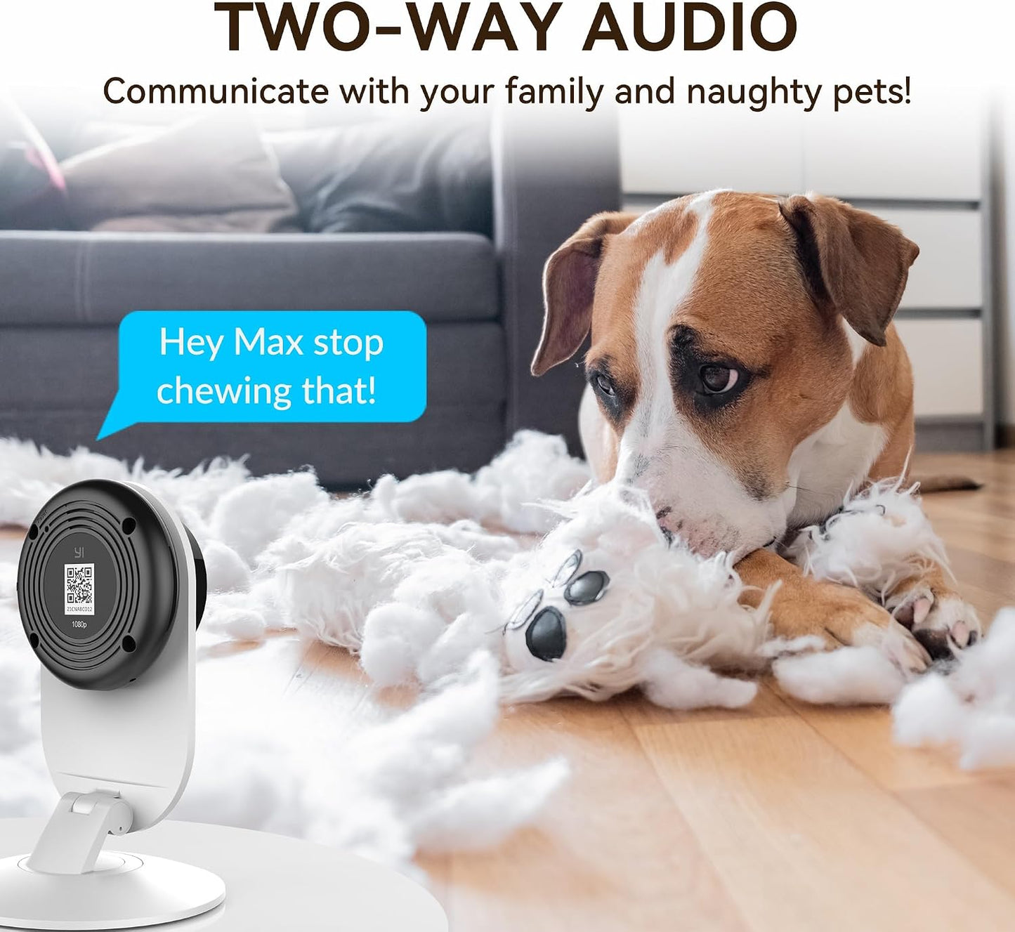YI 2K Indoor Security Camera with Adhesive Mount, 2-Way Audio, AI Human/Vehicle/Pet Detection, Alerts, Night Vision, Wall/Window Mount, Baby/Pet Monitor, Compatible with Alexa & Google Assistant