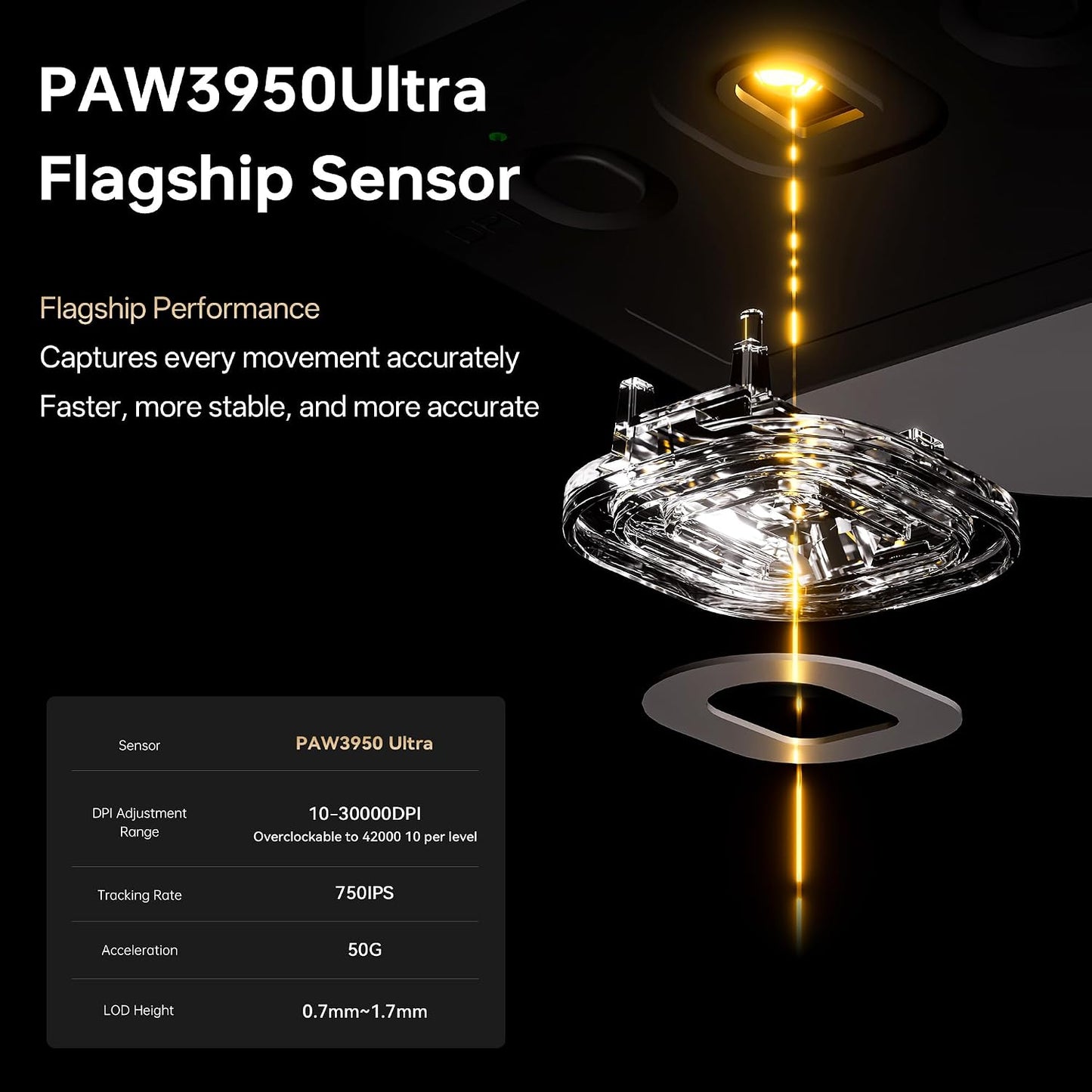ATK Dragonfly A9 Air Wireless Gaming Mouse, PAW3950 Ultra Sensor, DPI up to 42,000, 47g Lightweight, 8K Polling, 300 Hr Battery Life, All-New Nano Coating, Dual-Mode 2.4G/Wired - Sunset Orange