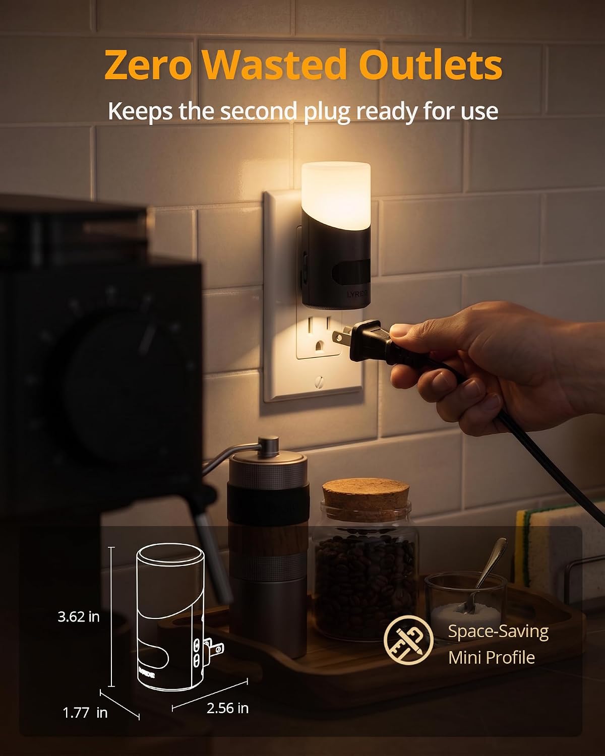 Lyridz LED Night Lights Plug into Wall with Motion Sensor, 1-150LM Dimmable Plug-in Nightlight Indoor for Bedroom, Bathroom, Hallway, Stairs, Pet House, Toilet, 2 Pack