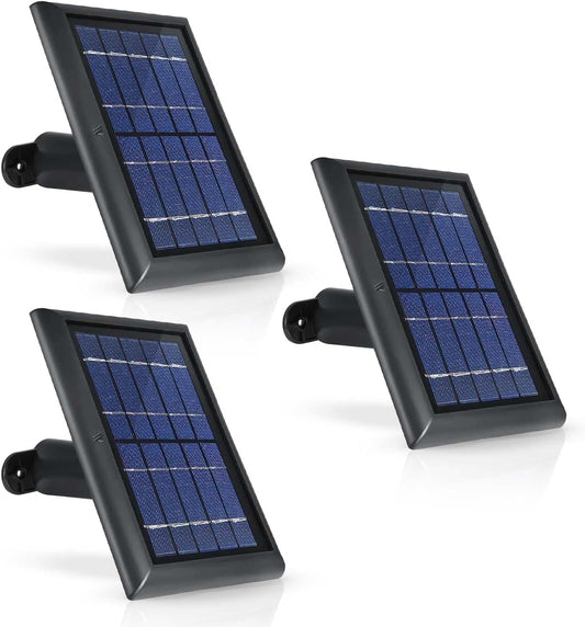 Wasserstein Solar Panel Compatible with Ring Spotlight Cam & Spotlight Cam 2K/Plus/Pro Battery, Stick Up Cam/Pro & Outdoor Cam Plus Battery-Continuous Power for Ring Surveillance Camera, 3 Pack-Black