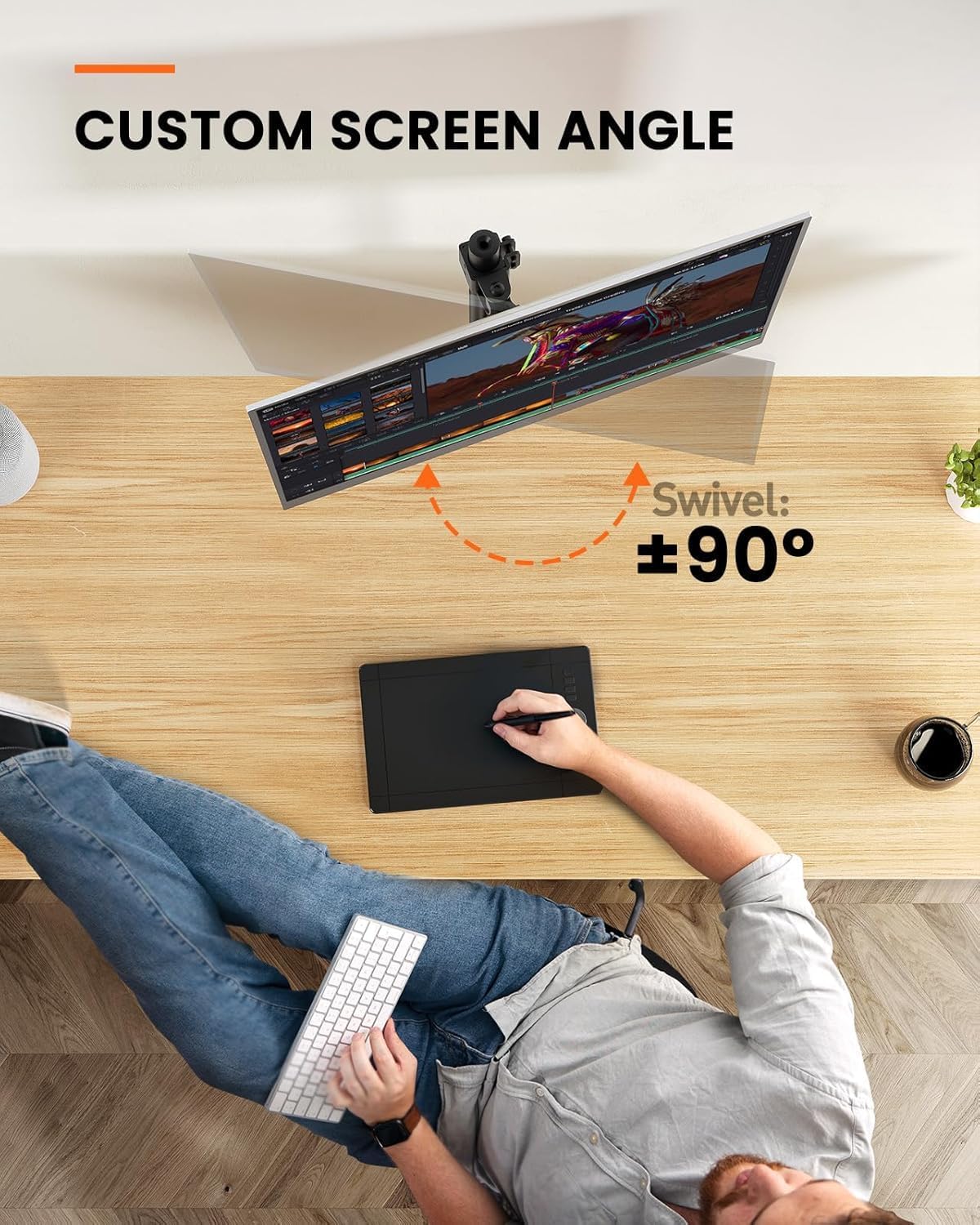 Ergear Single Monitor Mount for 13-32 Inch Screens,17.6 lbs Capacity | Steel pole design,tilt, swivel, rotation,cable clips,desk space saving, home office setup, VESA 75x75/100x100mm