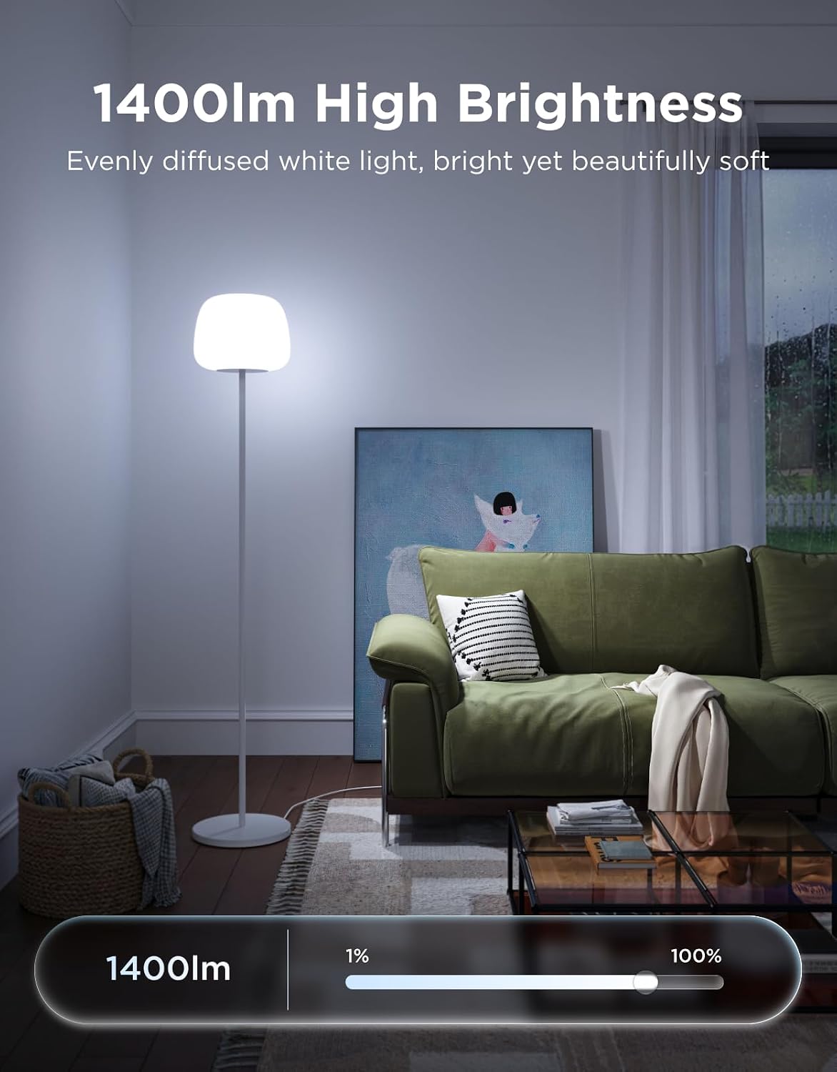 Govee Lantern Floor Lamp, Halo Gradient RGBIC Smart Corner Lamp with LuminBlend+, 1000K-10000K, Matter Compatible, 100+ Scene Modes, Music Sync, 1400lm, Modern Floor Lamps for Living Room, White
