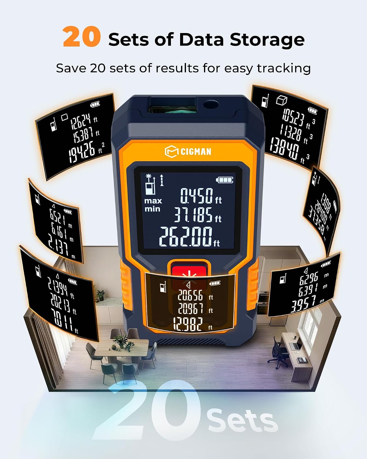 Mini Laser Measuring Tool, 262Ft Laser Tape Measure for Home&DIYers | Pocket-Size, Accurate, 4 Units Ft/Ft+in/in/M, Multi Modes, Backlit LCD, Rechargeable Laser Measure, Easy One-Hand Operation