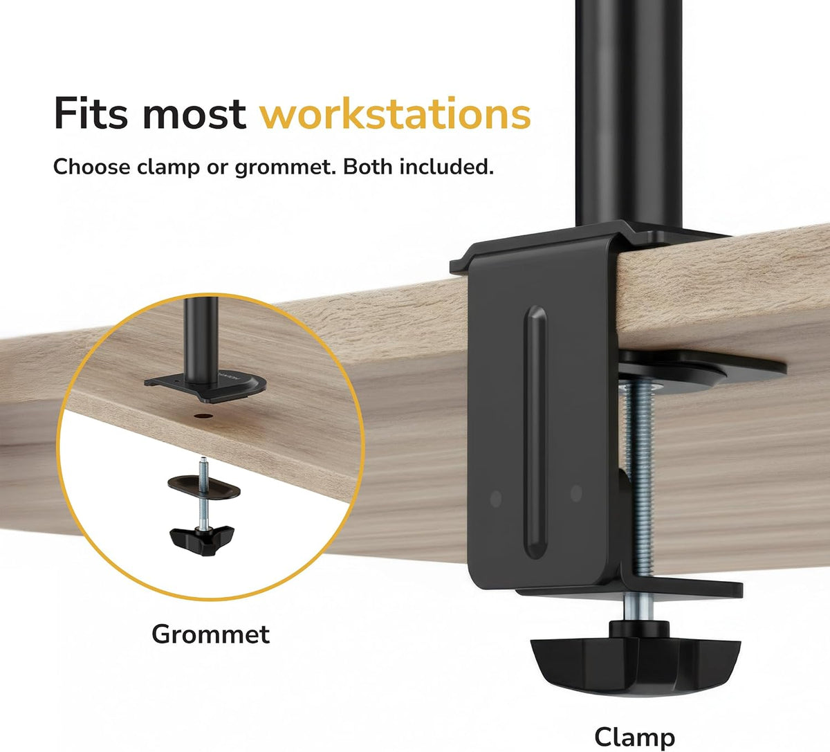 Mount-It Dual Monitor Arm, Heavy Duty Desk Mount for 2 Screens 13-32 in | Up to 19.8 lbs Each, Full Motion Tilt Swivel Rotate, VESA 75x75 100x100, Steel, Cable Management, C-Clamp or Grommet, Black
