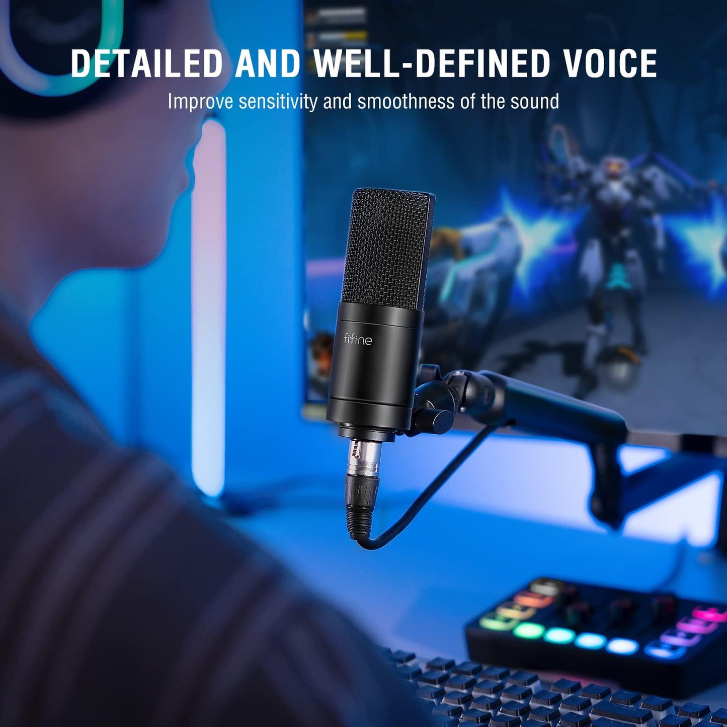 FIFINE K669C XLR Condenser Microphone for Recording, Podcast | Cardioid Studio Mic for Voice-Over, Streaming, Vocals, Compatible with Audio Mixer/Audio Interface