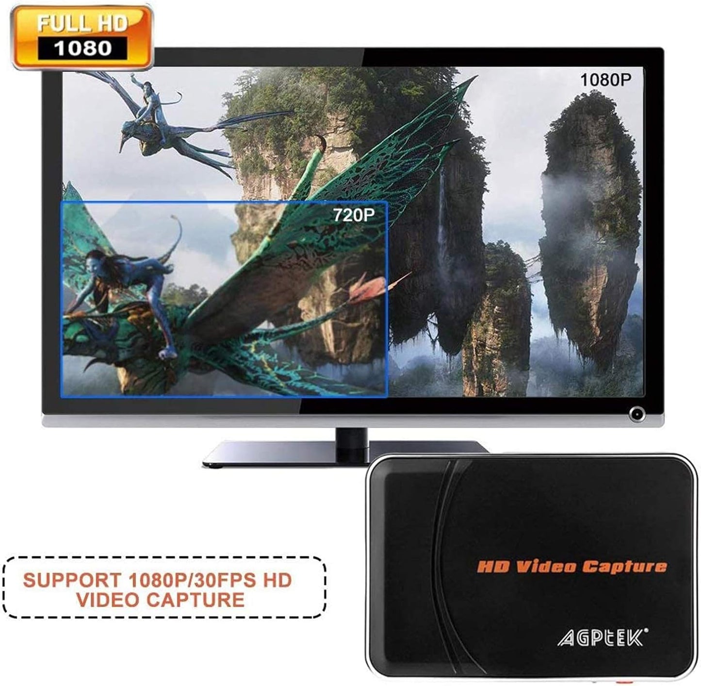 1080P HDMI Video Capture Card HD Game Recorder | Compatible with Xbox One/360/ PS4/ Wii U /Nintendo Switch and Support Mic in for Commentary - No PC Required