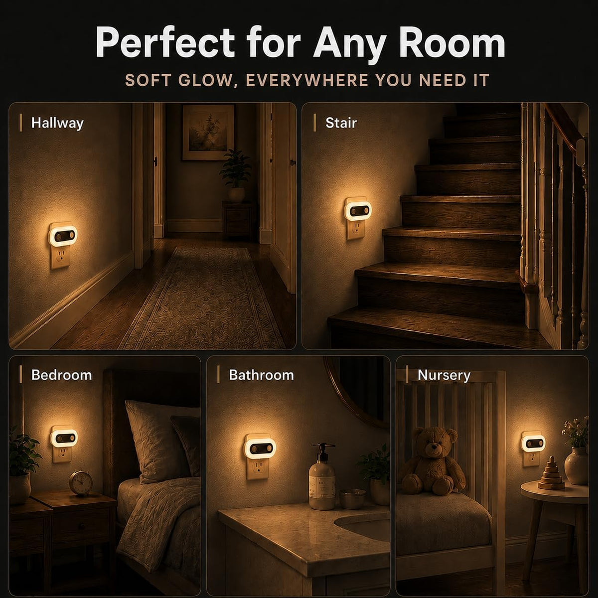 Plug in Night Light Halloween Amber Motion Sensor and Dusk to Dawn