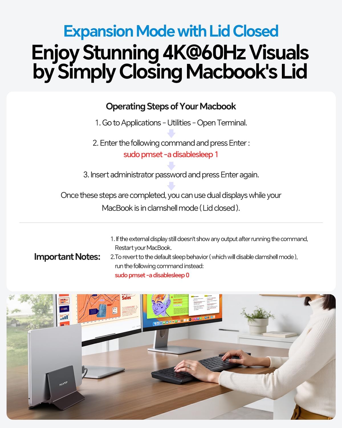 MacBook Docking Station Dual Monitor 4K@60Hz for MacBook Pro/Air M5/M4