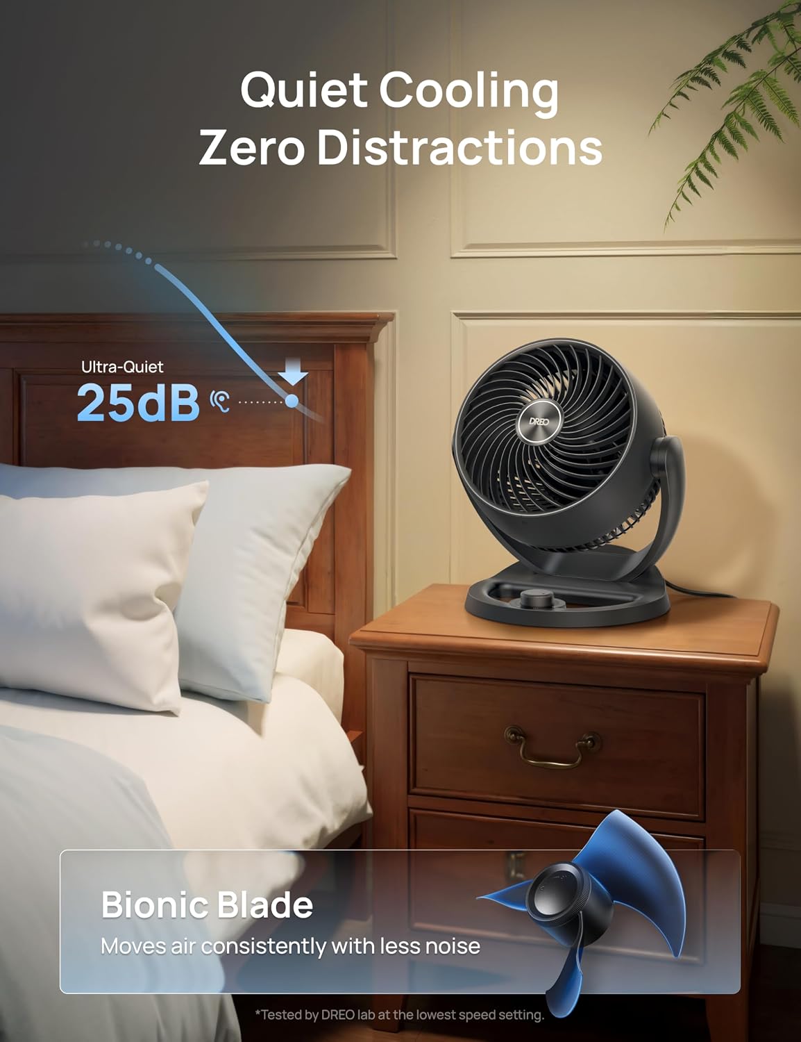 DREO Desk Fan, 12-Inch Air Circulator Fan for Bedroom, 70ft Powerful Airflow, 120° Tilt Adjustment, 25dB Ultra-Quiet, 3 Speeds Small Table Fan for Whole Room, Home, Office