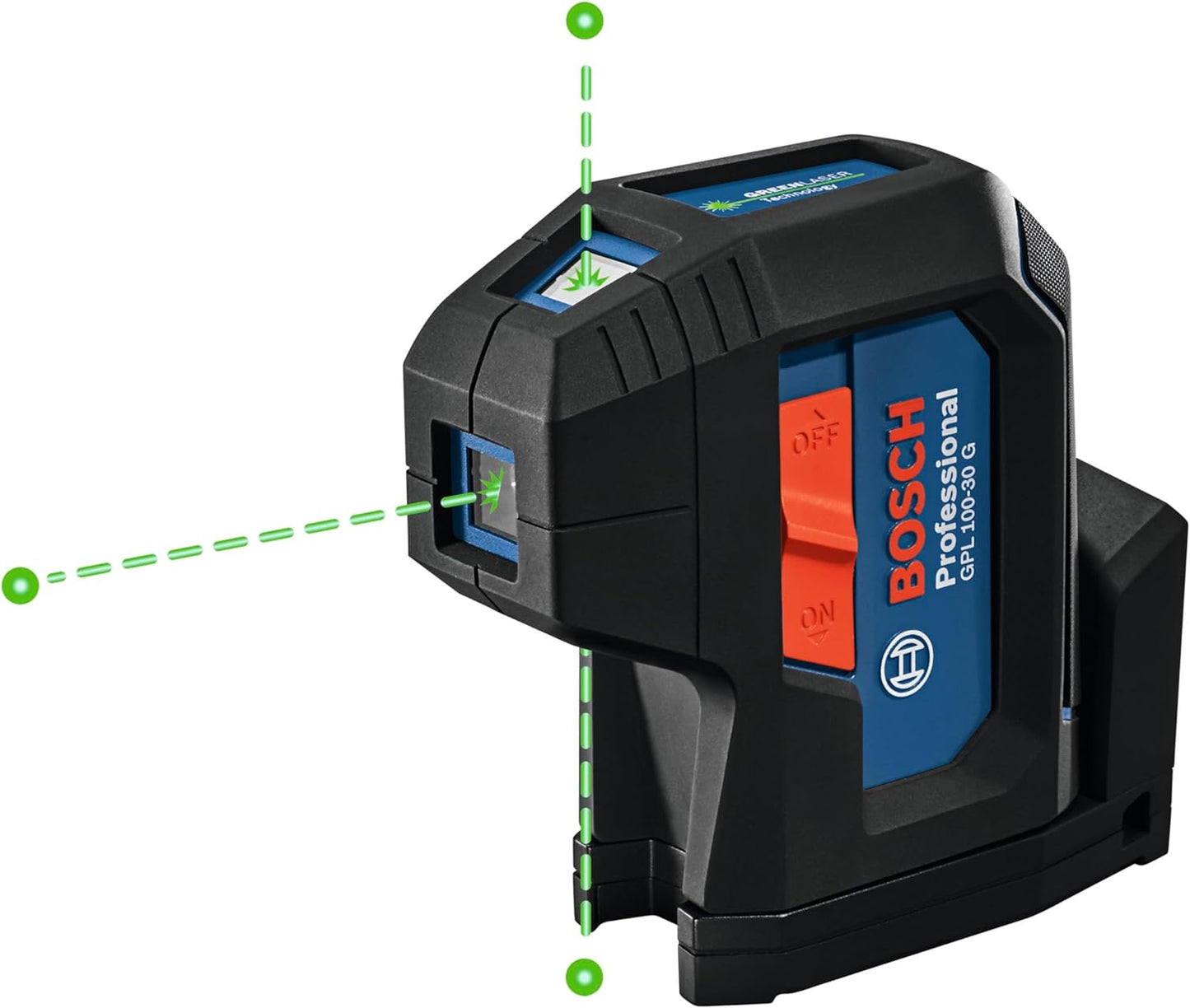BOSCH GPL100-30G Green-Beam Self-Leveling Alignment Laser, Includes 2 AA Batteries, Built-In Multipurpose Mount, & Hard Carrying Case | Self-leveling, multipurpose mount, batteries and hard case included