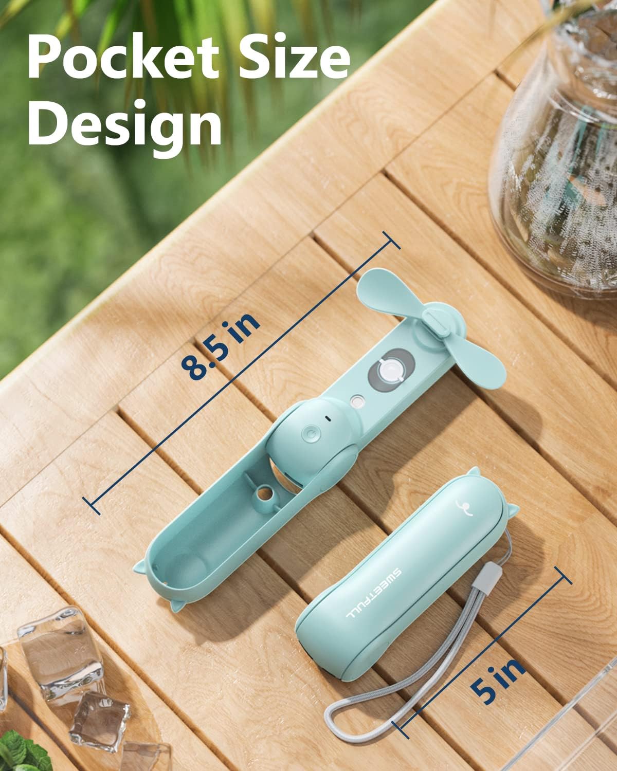 SWEETFULL Misting Fan Portable, Handheld Personal Mister Fans, Small Rechargeable, Mini Spray Water Mist Fans, Kids Women Portable Fan For Travel, Outdoors, Hiking, Camping Home Office (Blue)