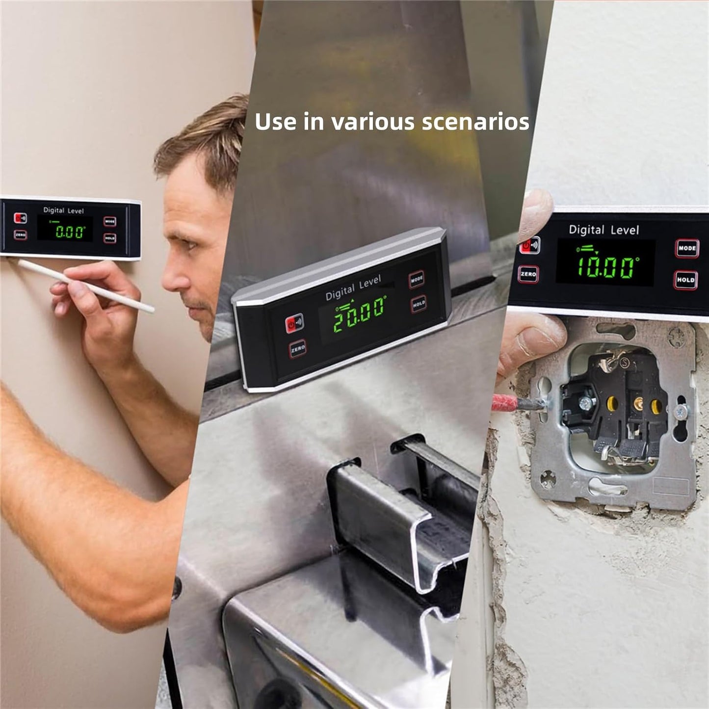 Inclinometer, Digital Protractor/Level/Angle Finder and Gauge Tools with V-Groove Magnetic Base and Backlight - Dust and Waterproof IP65 Precision Smart Level（Not include battery）