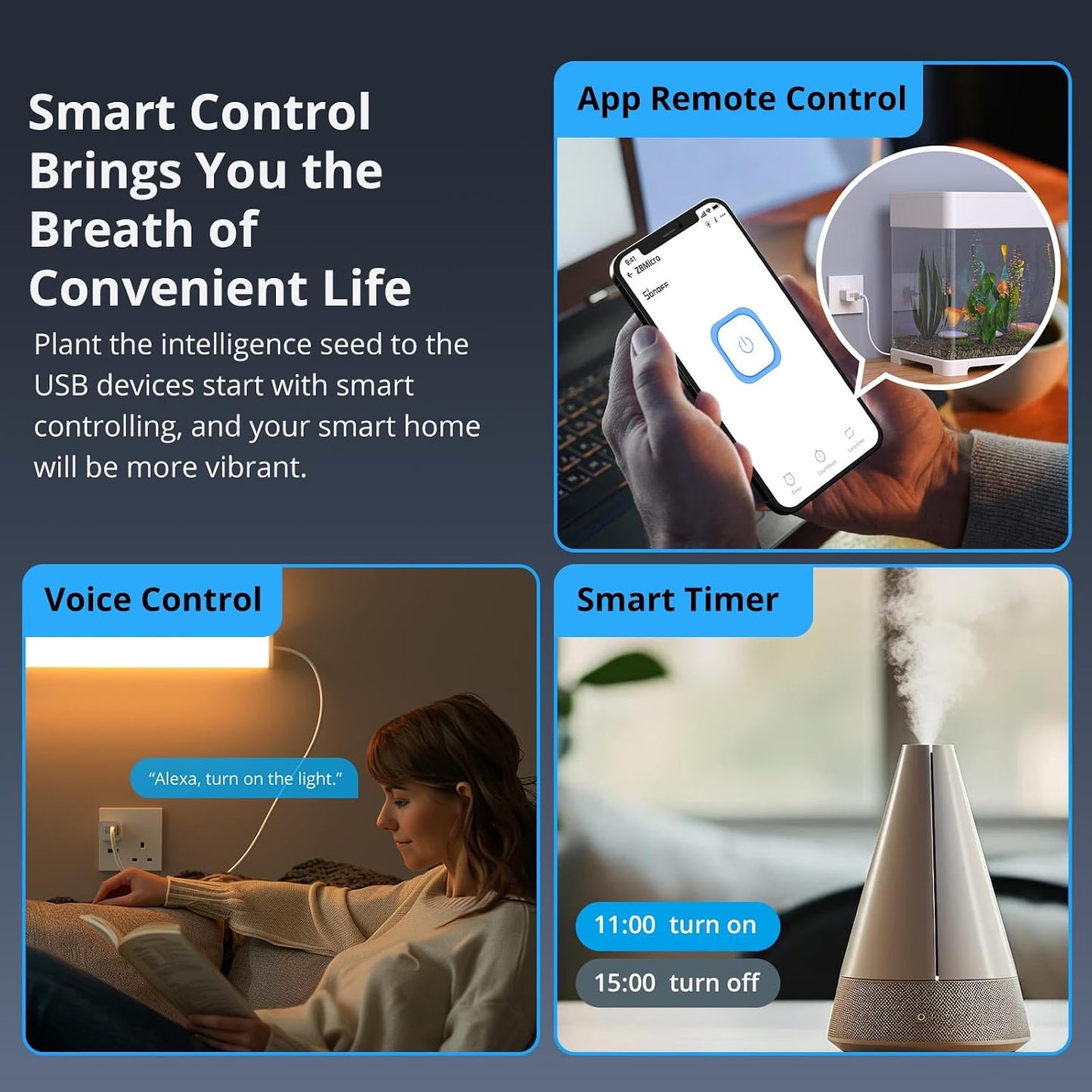 SONOFF Zigbee Smart USB Outlet, 5-22V DC Outlet Timer Smart Switch, Smart Home Devices Compatible with Alexa and Google Home, Zigbee Switch Wireless Support Fast Charging, USB 2.0 ZBMicro (1)