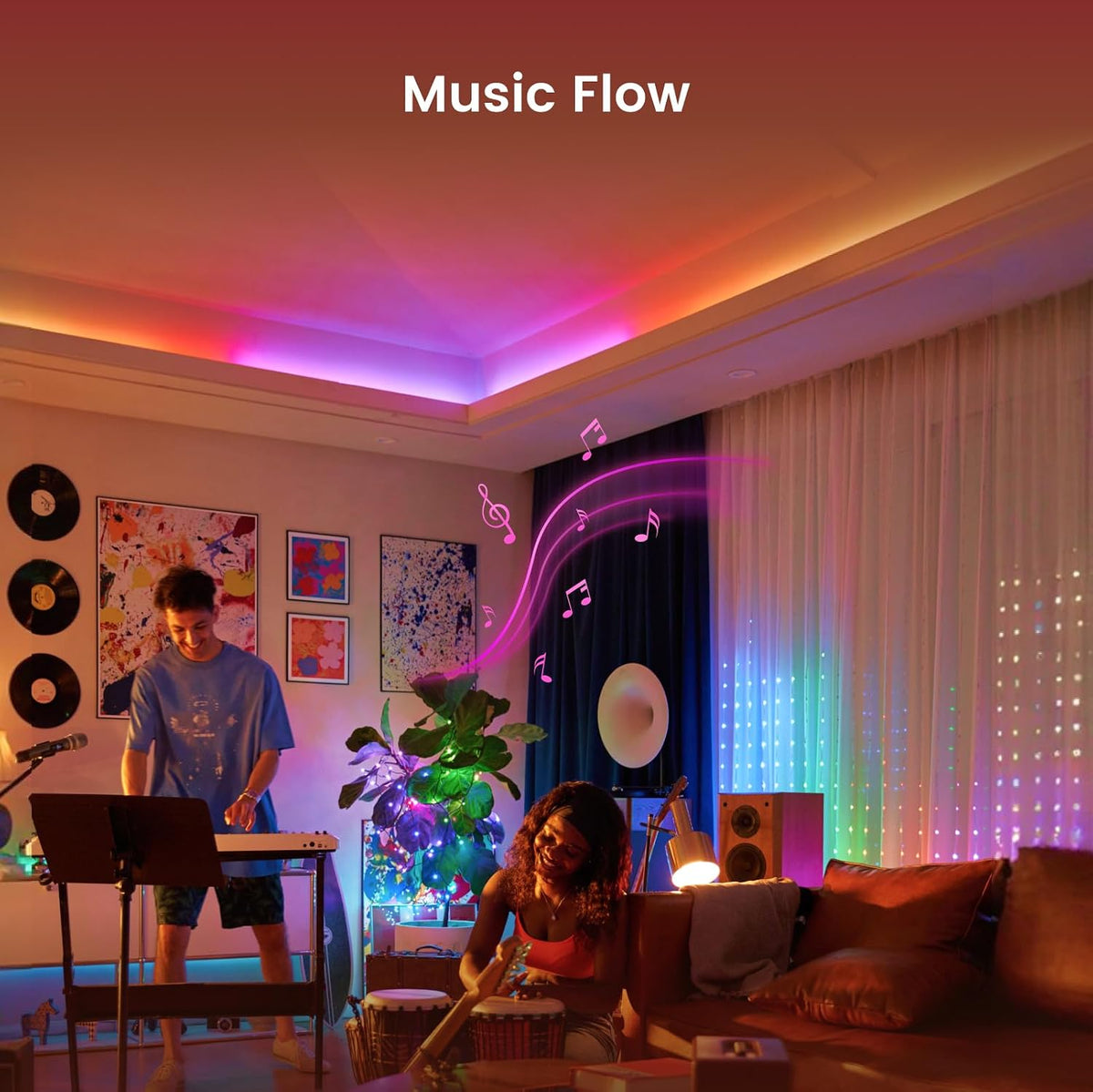 YEELIGHT LED Strip Lights, 20FT Smart Light Strips with 108 LEDs & Music Sync, RGB Color Changing Light with Bluetooth Connected and APP Control, Lights for Bedroom, Home Room Decor, Party