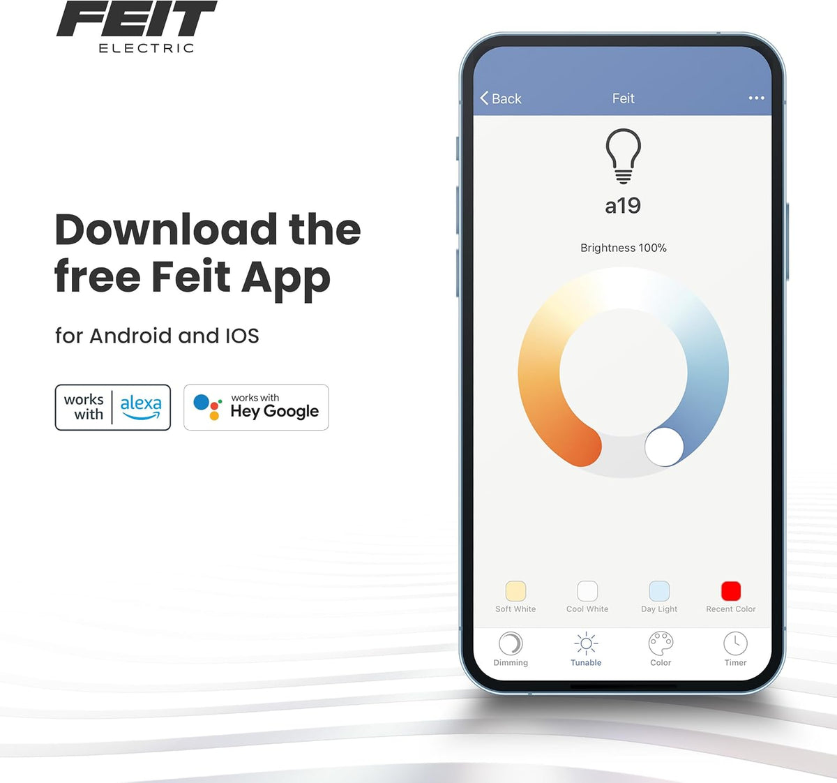 Feit Electric Indoor Smart WiFi Plug Works with Alexa and Google Home, No hub Required, 2.4 Ghz Network Only, Remote Control from Anywhere 15 Amp Smart Outlet Plug, Indoor, White with Night Light