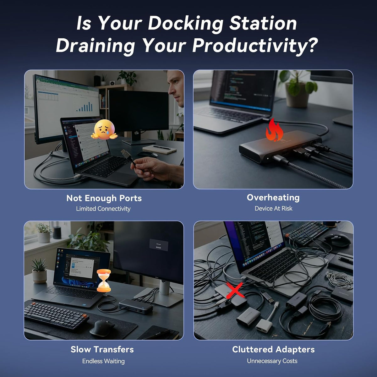 TobenONE DisplayLink Docking Station 3 Monitors with 120W Power Adapter