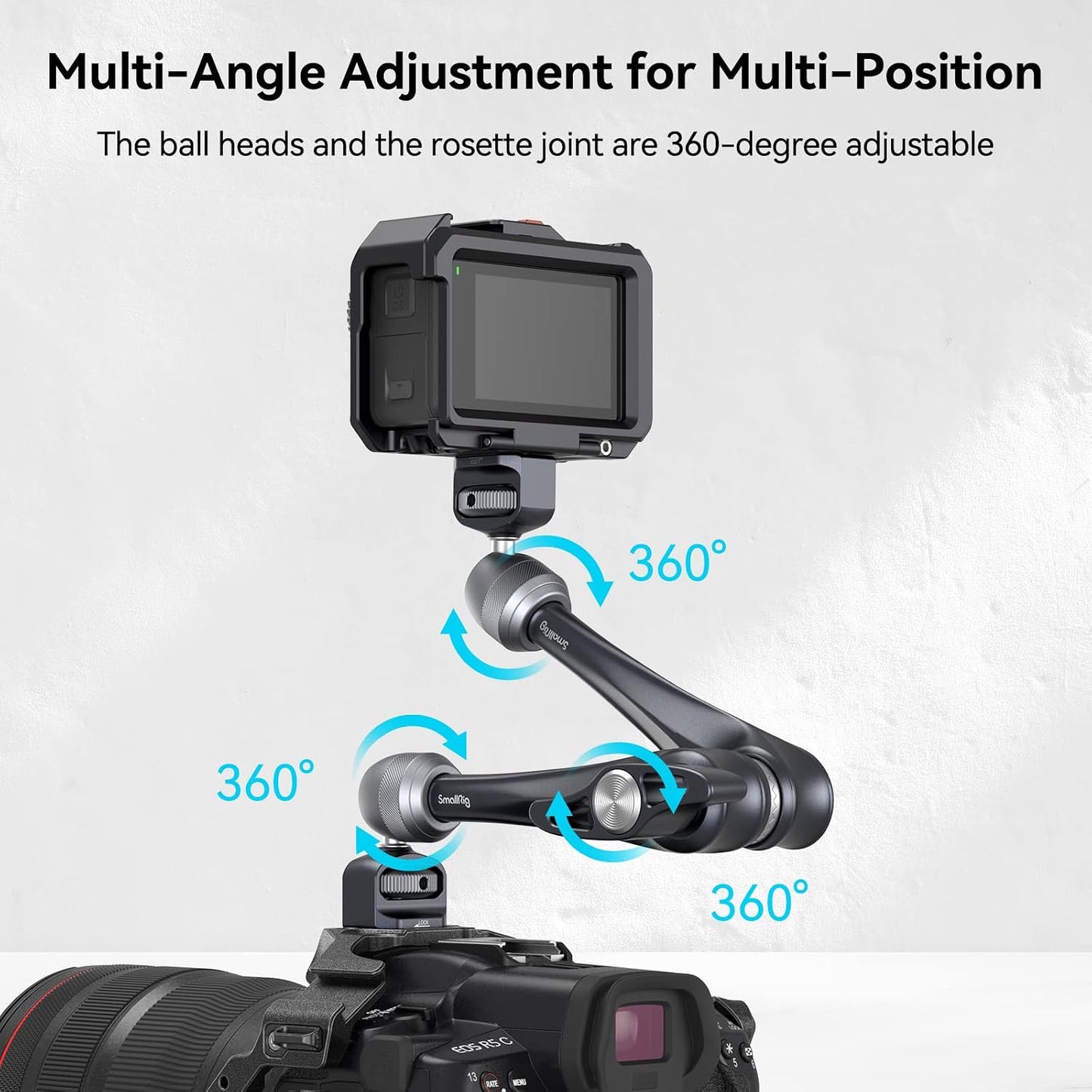SMALLRIG Rosette Magic Arm 11 Inch with Ball Head, 1/4"-20 Screws, and Anti-Twist Pins, for Cameras/iPads/Monitors/LED Lights/Smartphones/Action Cameras, Max Load Capacity 3kg