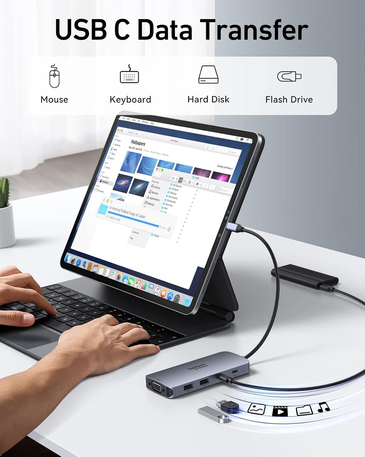 Selore USB C Docking Station Dual HDMI Monitor Adapter USB C Hub 4 Monitors | Triple Monitors with Dual HDMI, DisplayPort, VGA, 100W PD Charging, 3 USB 2.0 Ports, Adapter for Dell XPS, HP, Lenovo, etc
