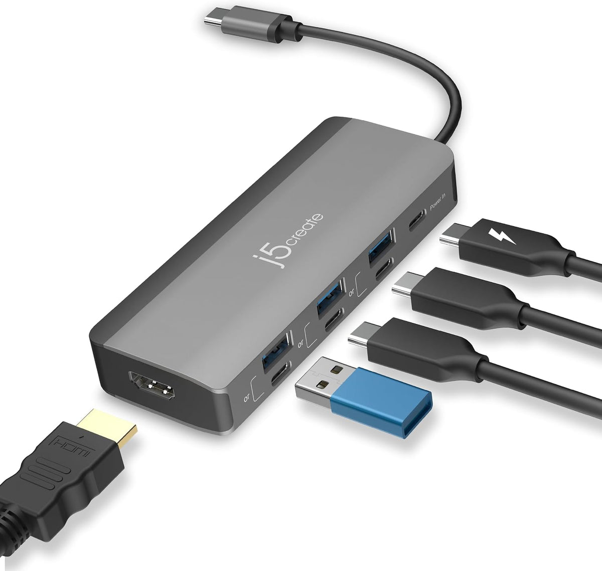 j5create USB-C Hub 4K@144Hz HDMI with 100W Fast Charge and Flexible Ports
