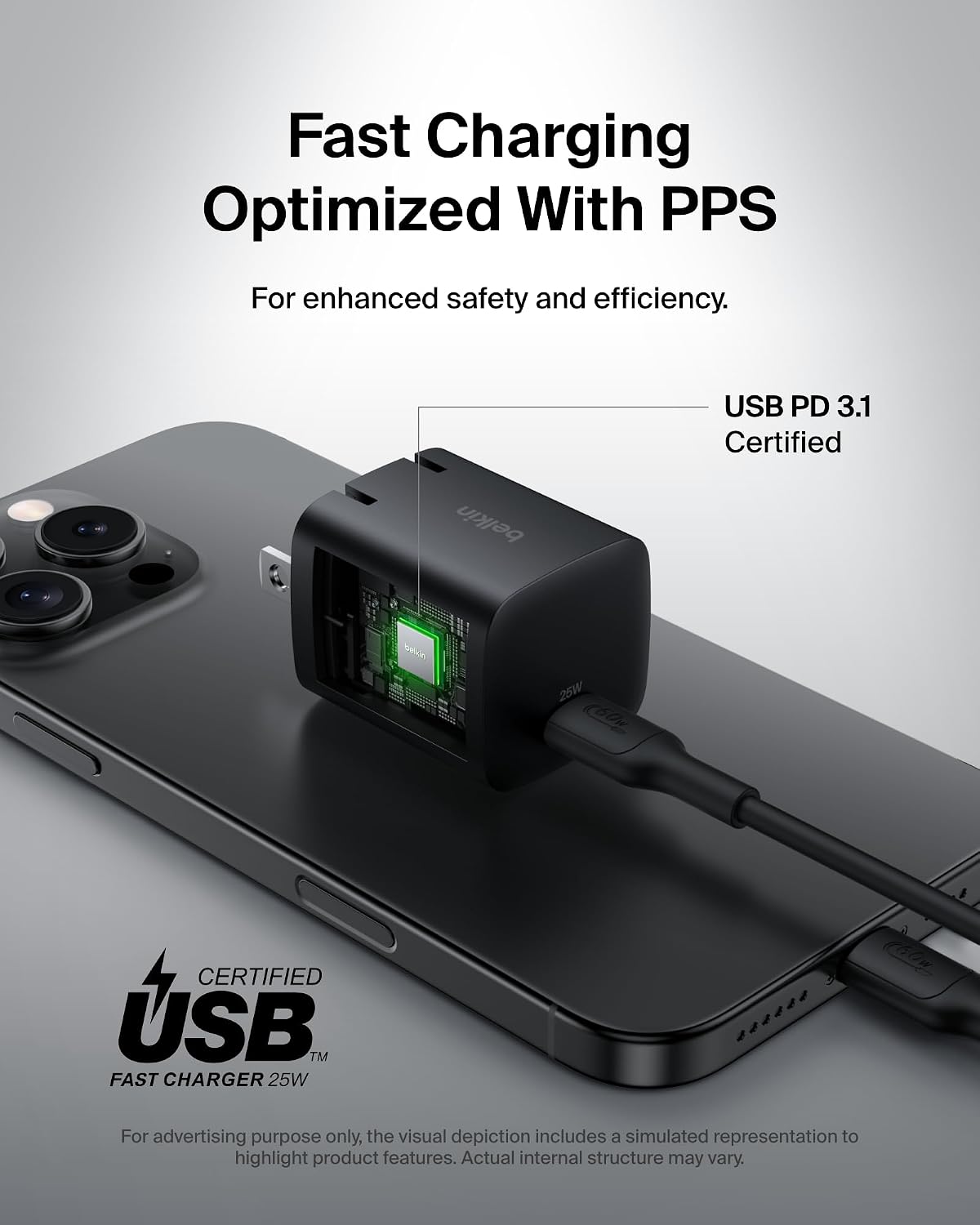 Belkin 25W Compact USB C Charger Block, 2 Pack, Fast Charging for Travel | PD 3.1, Travel Charger, iPad, iPhone 17, Samsung Galaxy, Pixel, AirPods, Apple Watch, Nintendo Switch 2, Foldable Prongs