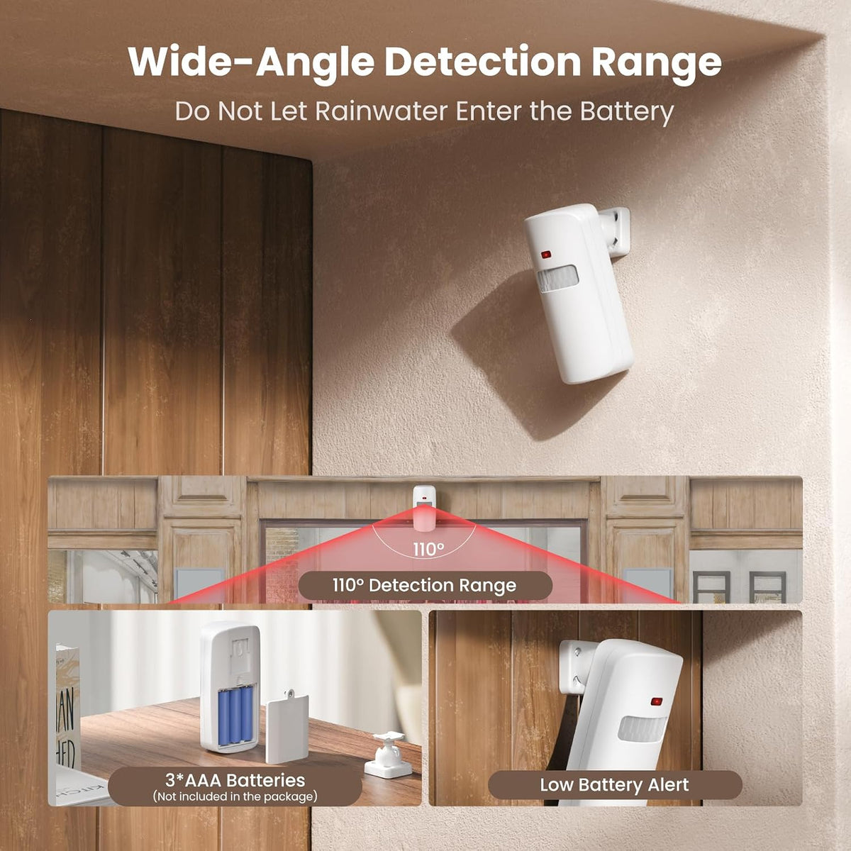 TECKNET Wireless Motion Sensor Door Chime, Fast Detection PIR Entry Alert(5S Interval Alarm) with 61 Chimes, 5 Volume Levels, RGB Light Indicator, Easy Install for Business, Home, Elderly, Visitors