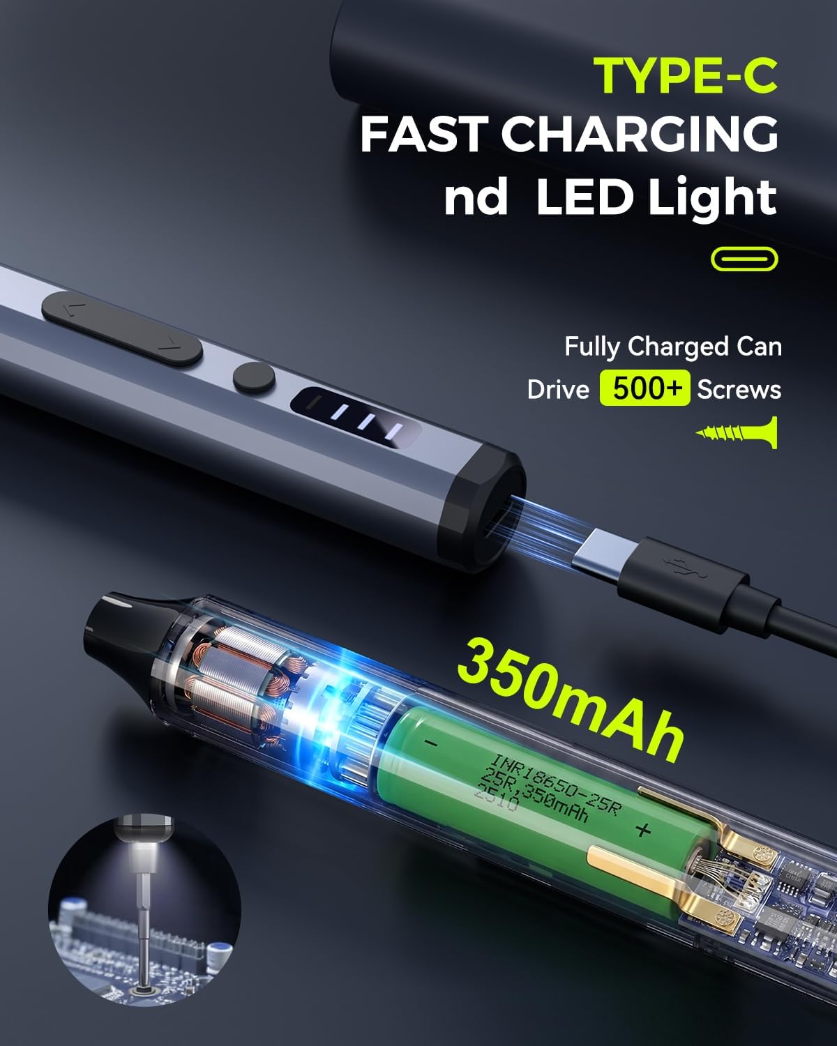 34-in-1 Precision Electric Screwdriver Set, Mini Cordless Magnetic Screwdriver with 30 S2 Steel Bits, 4 Torque Settings, USB-C Rechargeable Electronics Repair Tool Kit for iPhone Laptop PC Camera
