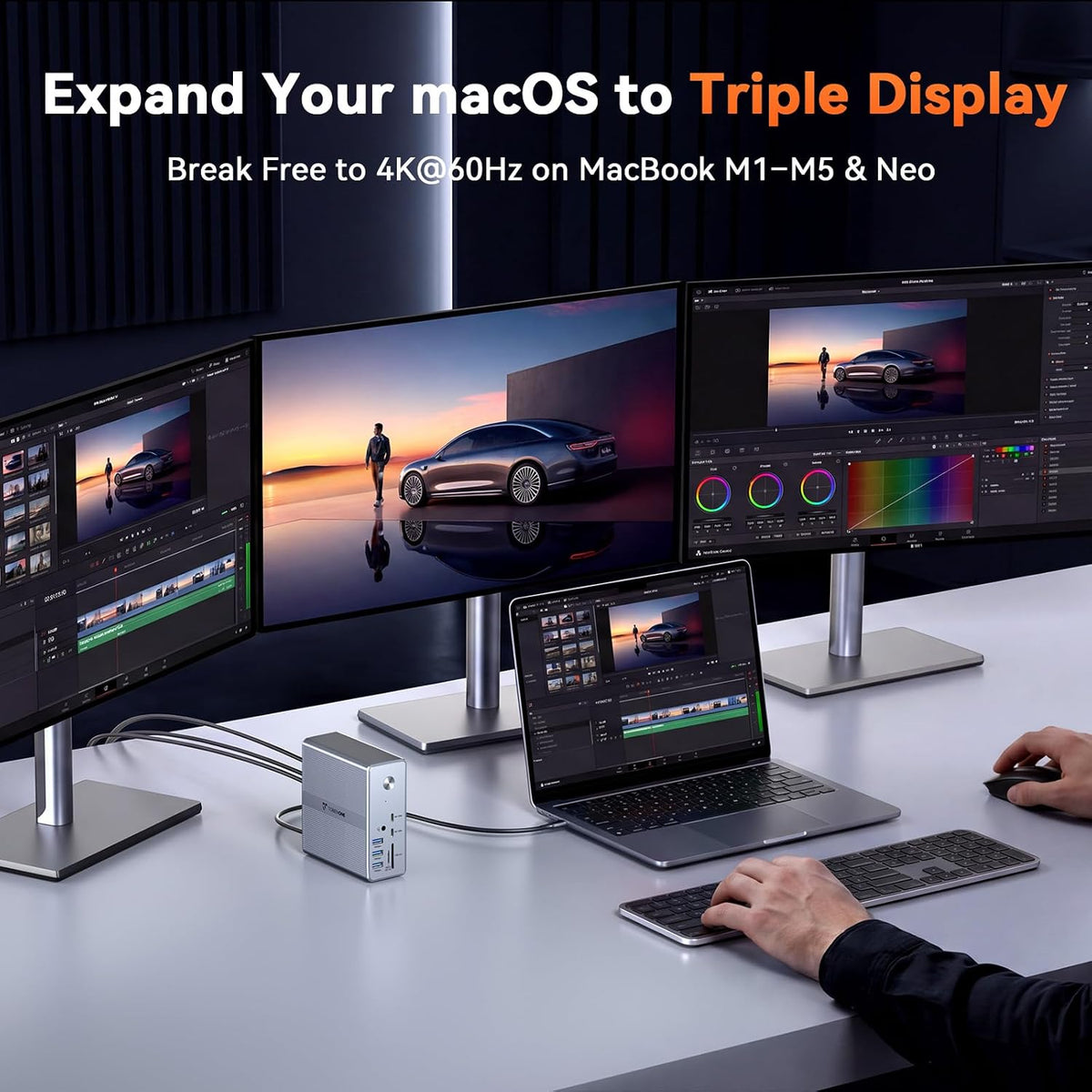 TobenONE DisplayLink Docking Station 4 Monitors, 4K USB C/HDMI for Video