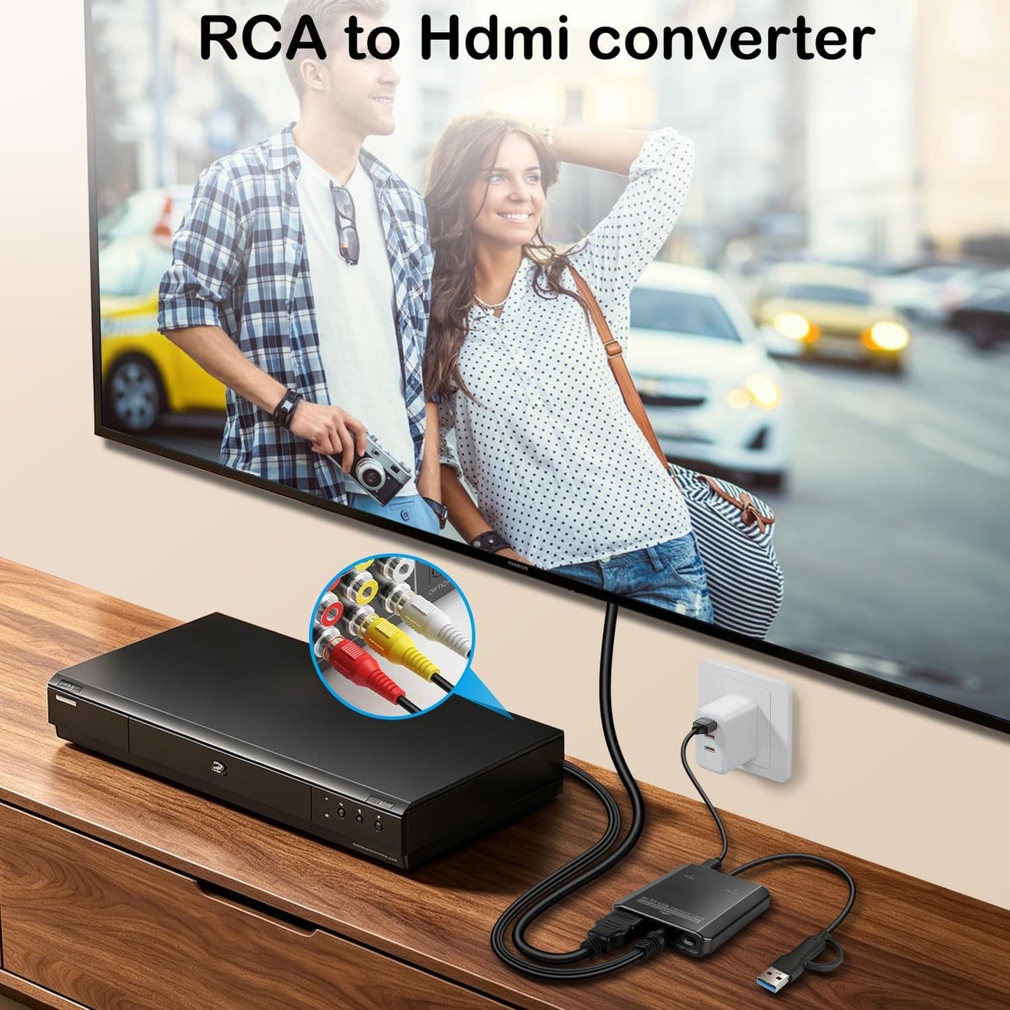 VHS to Digital Capture Card – USB 1080P Video Capture Card with HDMI Loop Out, RCA AV to USB C/A for VCR/Hi8/DVD/PS2/Wii, Analog to Digital Converter, Effortless Record & Preview Old Videos on TV/PC