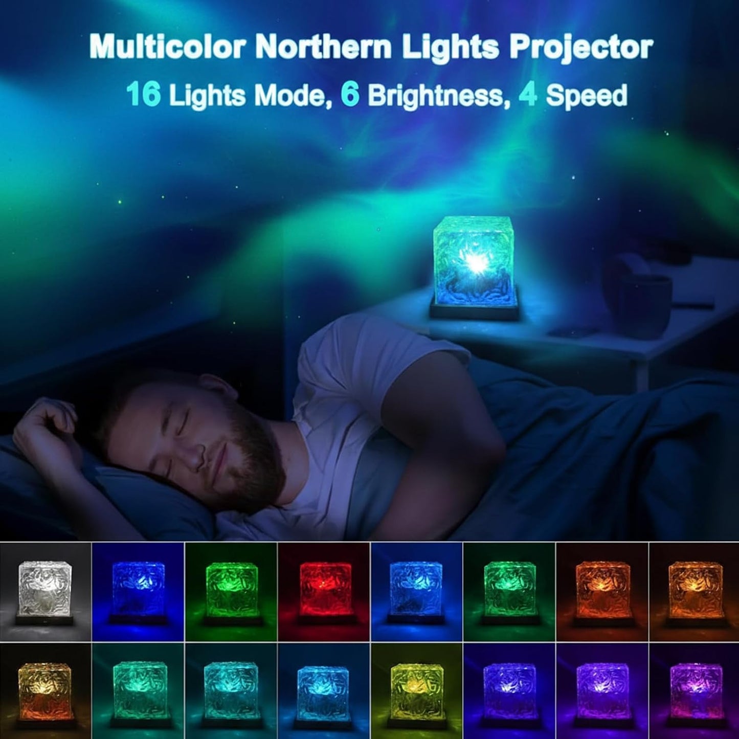 RICHMYC Ocean Wave Projector Light, 16 Colors Rotating Water Lamp, Remote | Beach Decor Sea Themed Gradual Northern Lights Projector for Office Bedroom Bathroom Bar Restaurant (Cordless)