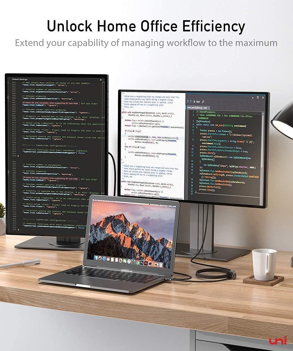 uni USB C to HDMI Cable 4K@60Hz, USB Type C to HDMI Cable for Home Office | 6FT,Thunderbolt 4/3 Compatible, for iPhone 15 Pro/Max, MacBook Pro/Air 2023, iPad Pro, Surface Book 2, Galaxy S8-S24