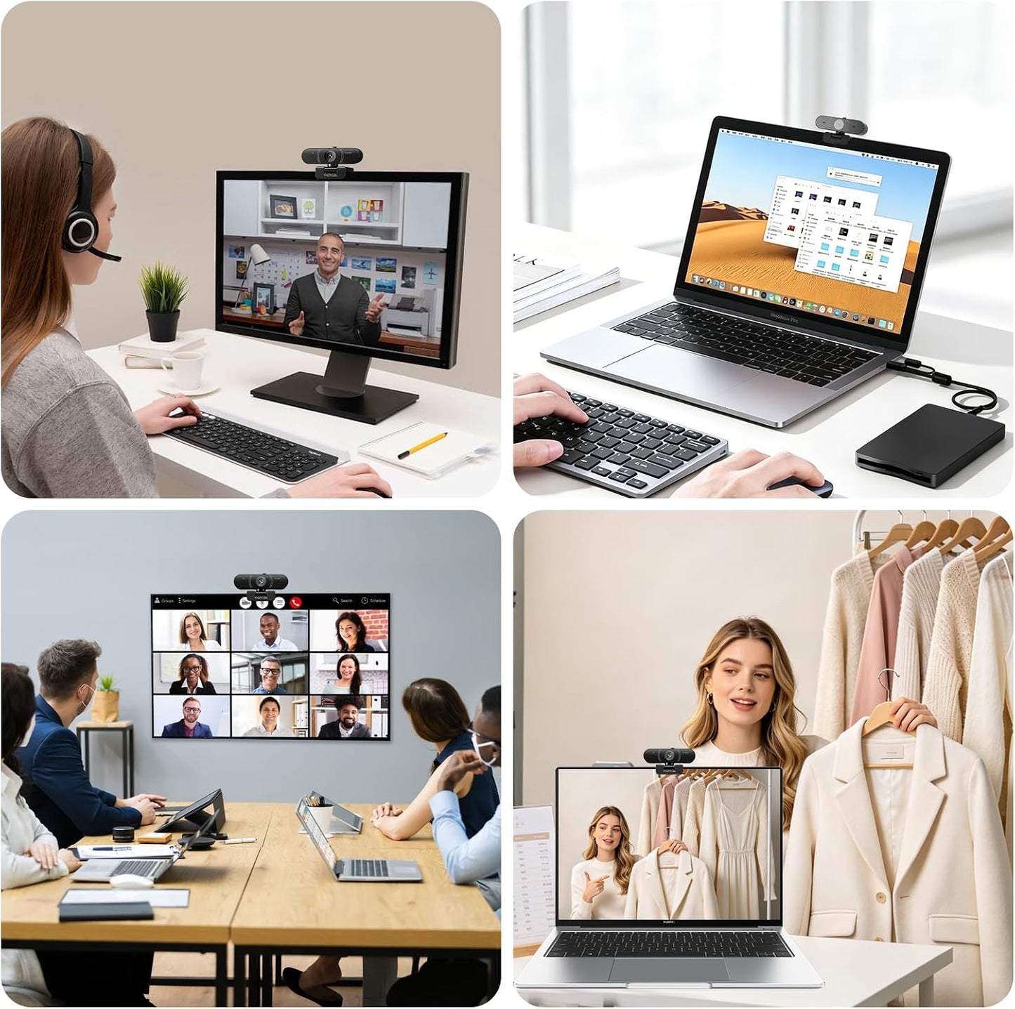 1080p webcam for pc with microphone, Auto Focus, with Privacy Cover