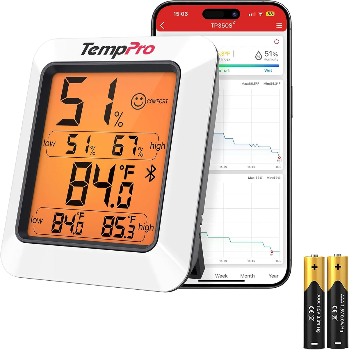 TempPro TempAir Bluetooth Hygrometer Thermometer for Greenhouse Up to 260ft