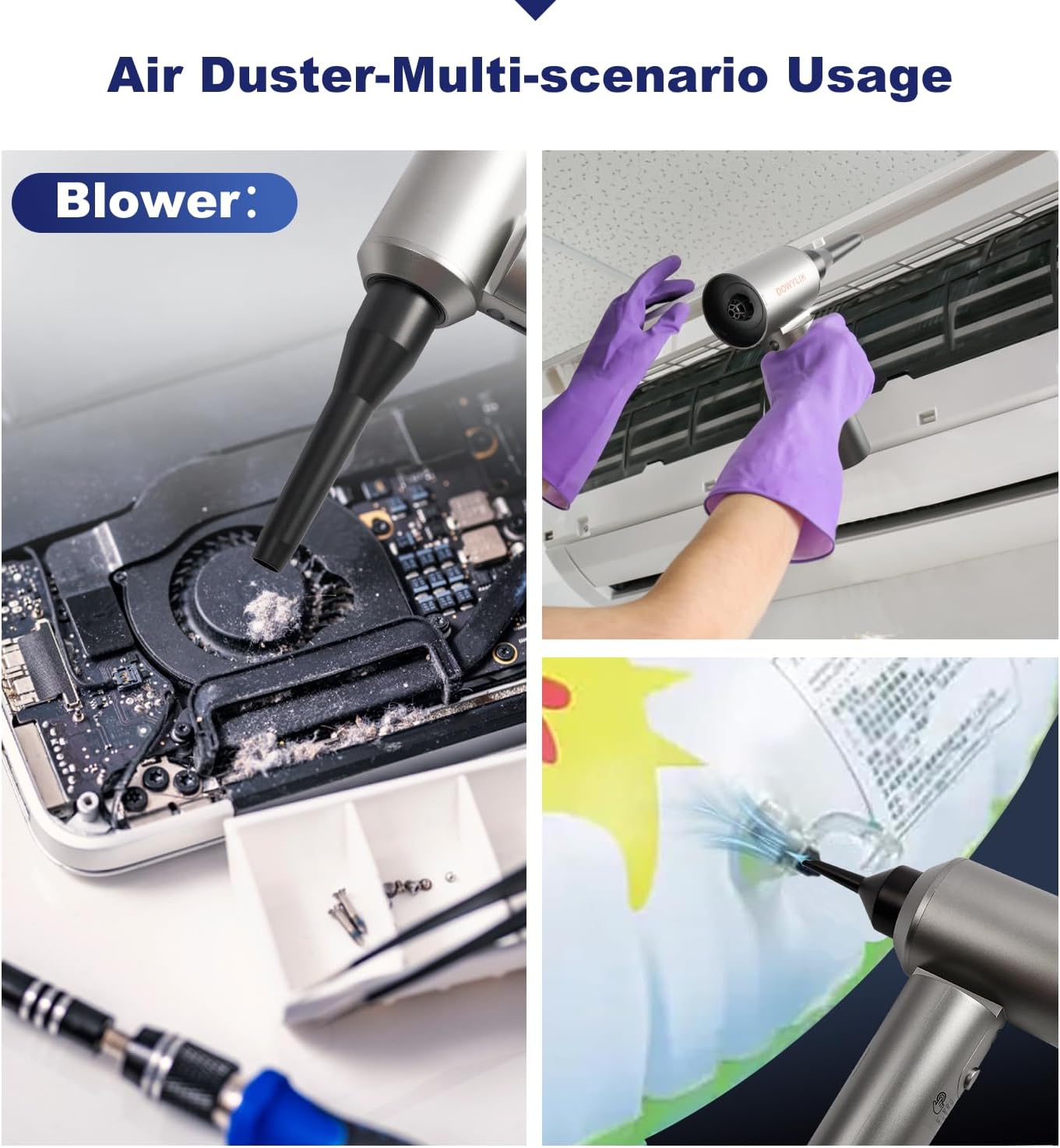 Compressed Air Duster, 150000RPM Compressed Air with LED,2-in-1 Mini Vacuum | Electric Air Duster for PC Cleanning Kit, Canned Air Duster for Computers-Air Blower for Electronics with Case