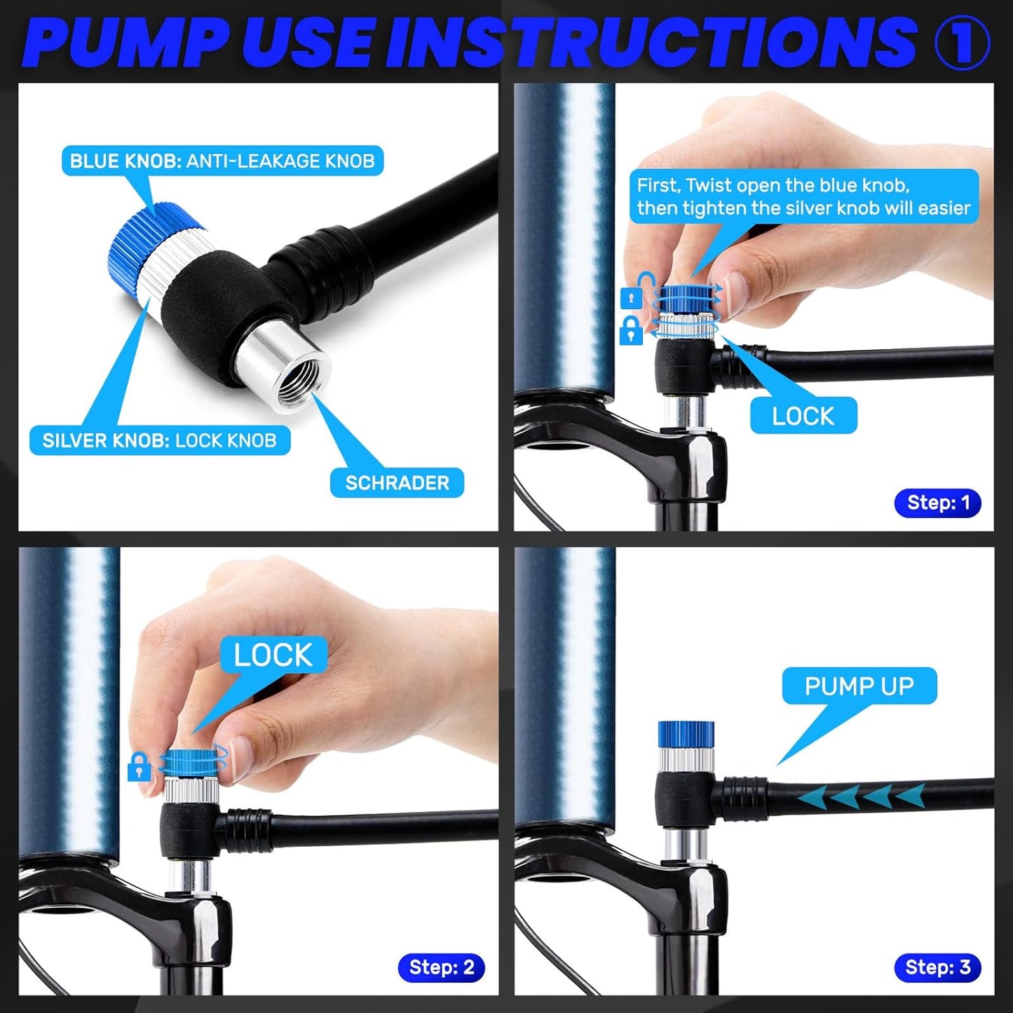 High Pressure Shock Pump: Bike Shock Air Pump with Gauge 400 PSI for Fork and Rear Bicycle Suspension,Mini Mountain Bicycle Pump Fits Schrader Valve