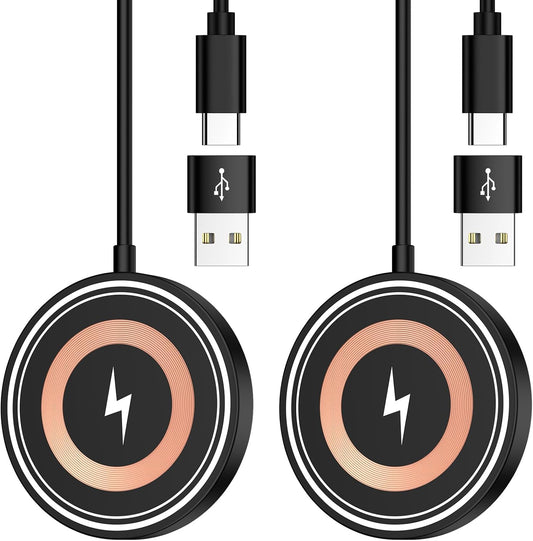 Samsung S26 Ultra Wireless Charger Fast Charging Pad Magnetic Charger for Samsung Galaxy S26 Plus/S25 Ultra/S24/S23/S22/2Pack 15W Fast Magsafe Charger Pad with USB A Adapter for iPhone 17 Pro/16/15/14