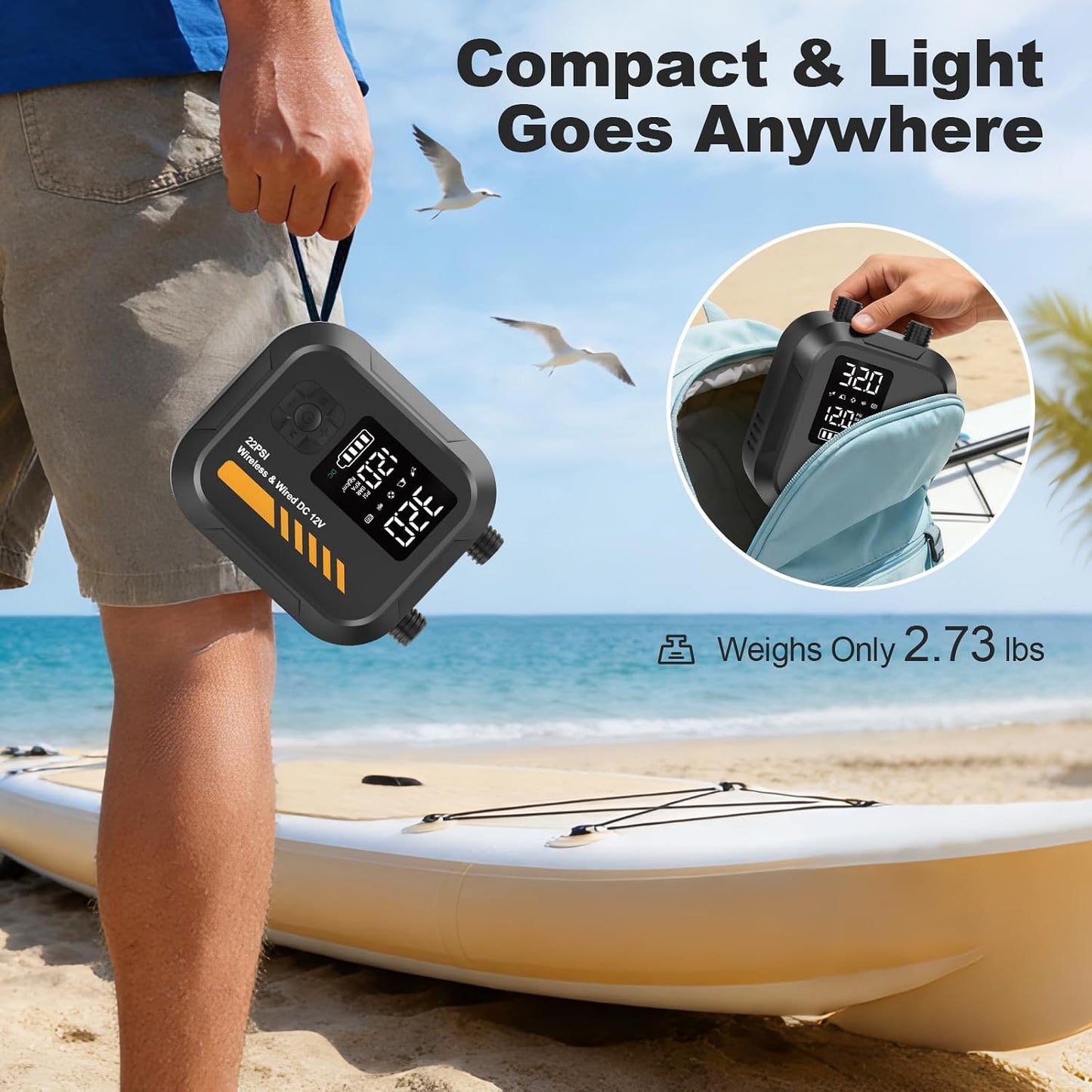 WEOLULI Paddle Board Pump Electric Portable,22 PSI SUP Air Pump,7800mAh