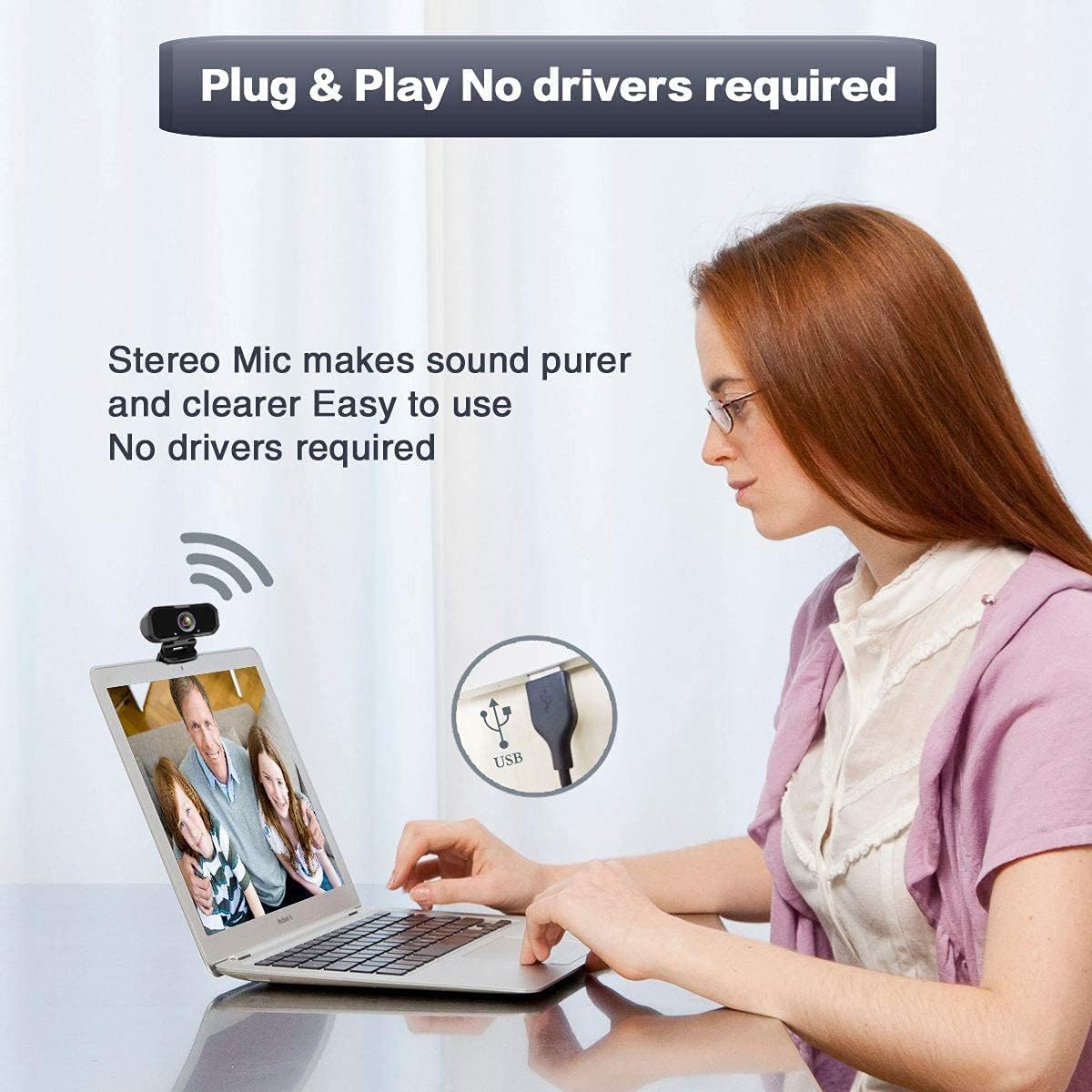 Webcam 1080p HD Computer Camera Microphone Laptop USB PC Webcam | with Tripod Stand, 110 Degree Live Streaming Widescreen Recording Pro Video Web Camera for Calling, Conferencing , Switch 2