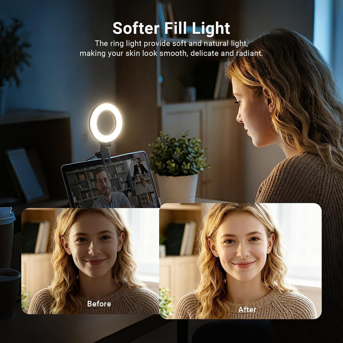 NEEWER Basic 5" Ring Light for Video Conference Lighting, Clip on Light Kit with Desk Tripod Stand for Monitor Laptop Computer Zoom Call Live Streaming Remote Working Learning Video Recording, BR60
