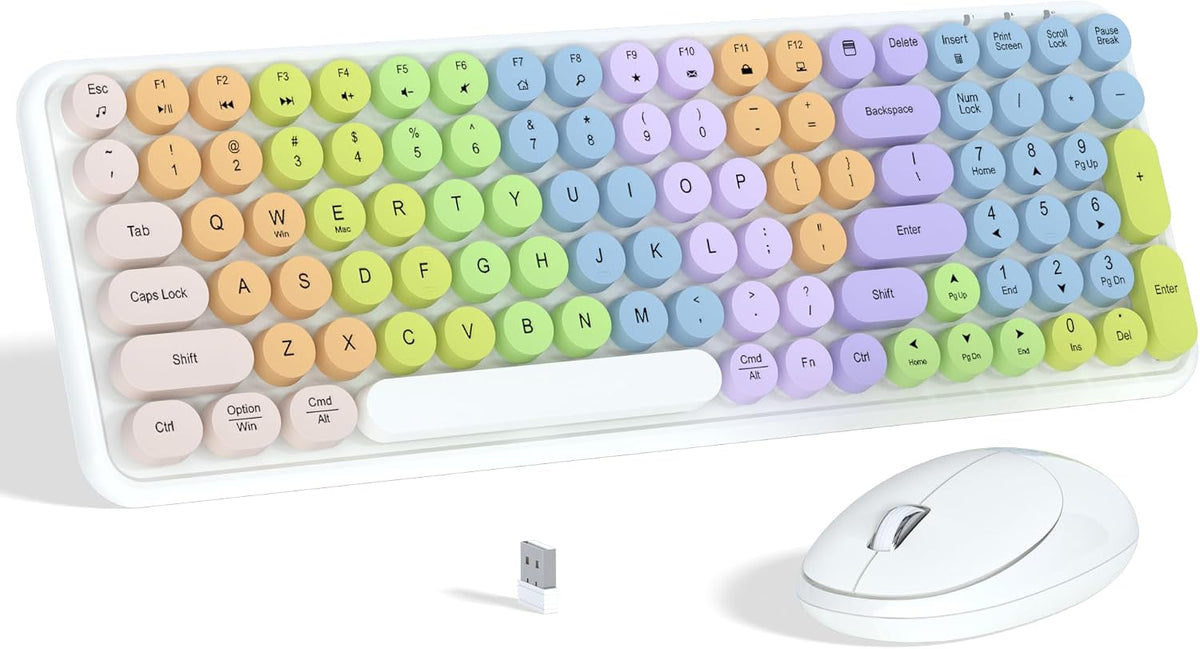 Links9+ Colorful Wireless Keyboard Mouse Combo (Purple Colorful)