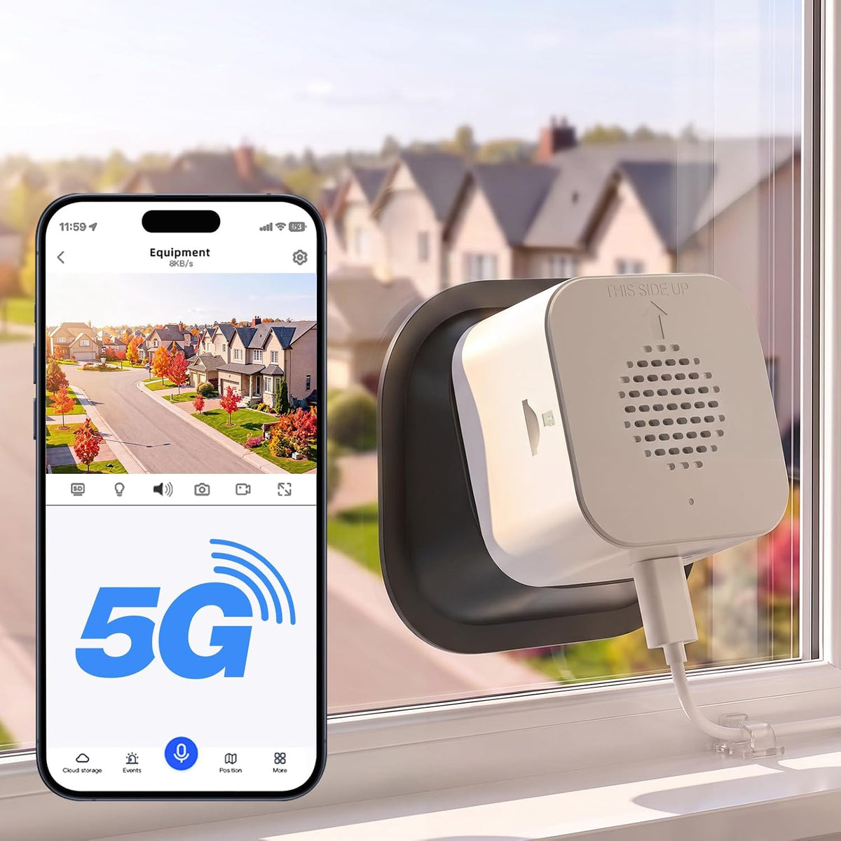 No Drill 2K Window Security Camera, Starlight Color Night Vision, Anti-Glare Anti-Reflection, 2.4GHz&5GHz WiFi Indoor Camera for Outdoor Monitoring,24/7 Recording,Local & Cloud Storage
