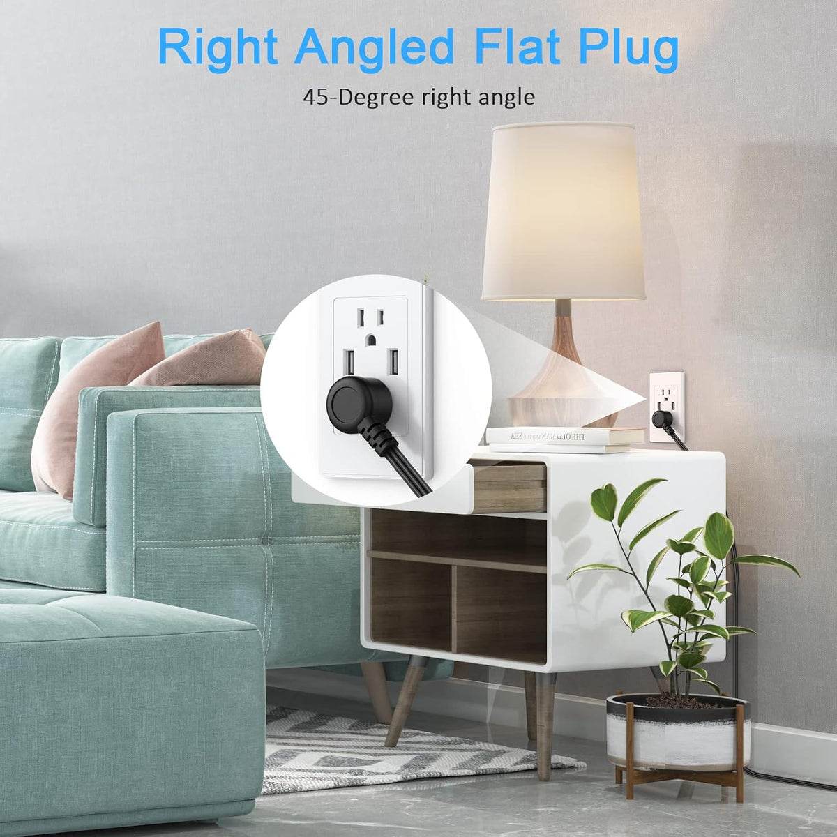 HEZI Recessed Power Strip with USB Ports, Flush Mount, Max 20W, 3FT, Black