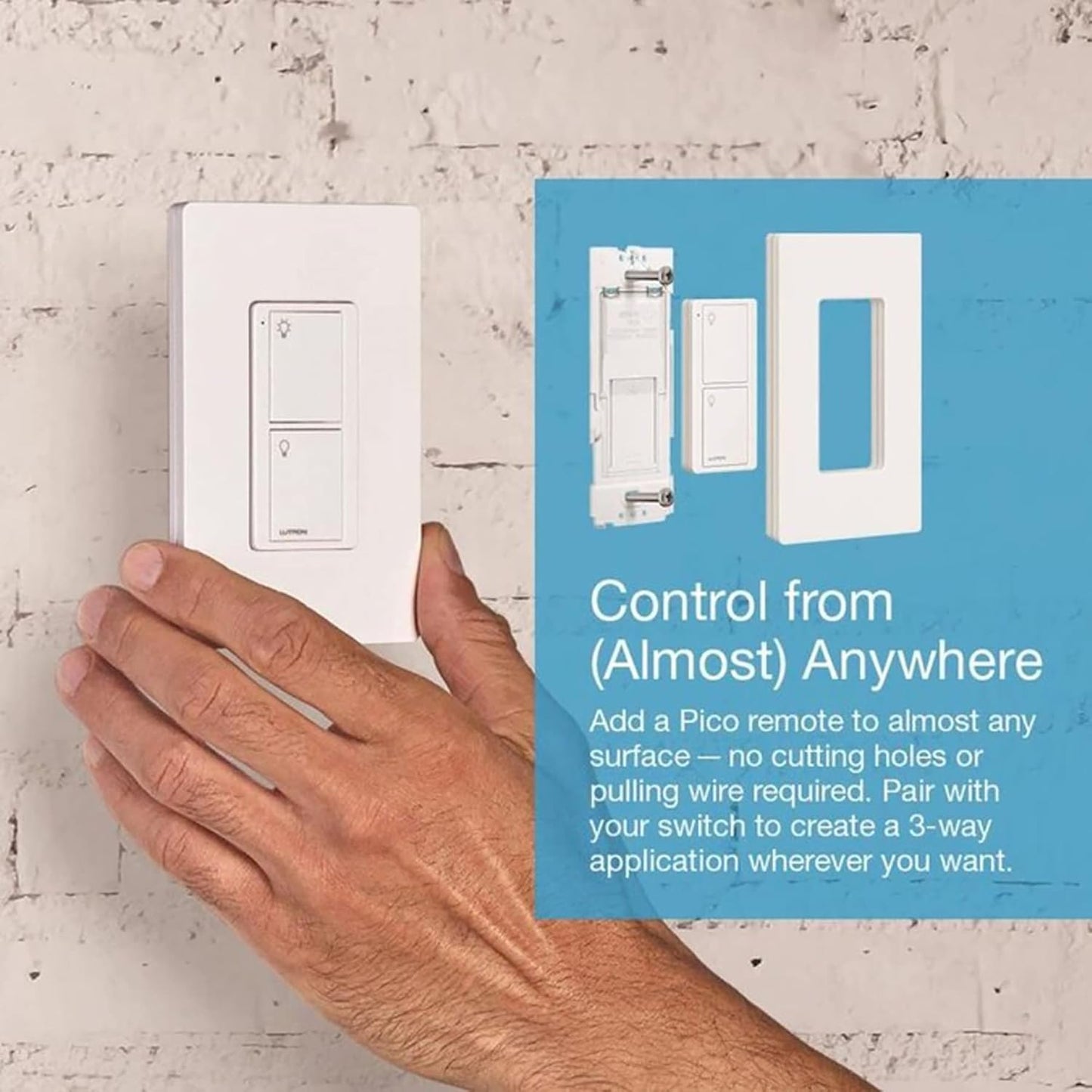 Lutron Caseta Original Smart Light Switch (Lutron Smart Hub Required), for Home, LED Lights, and Fans, 6 Amp, Single-Pole/3-Way, Neutral Required, PD-6ANS-WH, White