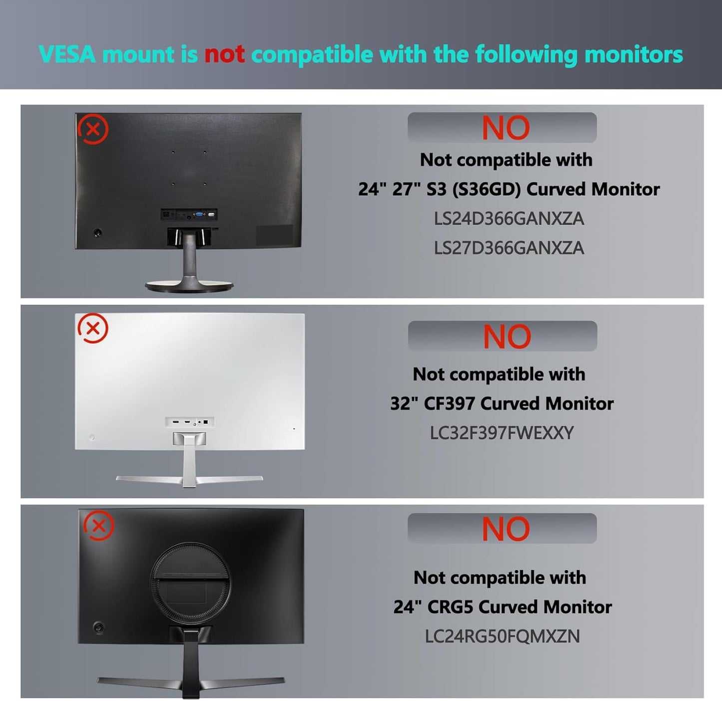 S39C Mount Adapter Compatible with Samsung 27" 32" S39C T55 Monitor | T55 VESA Adapter for LC27T550FDNXZA, LC32T550FDNXZA, LS27C394EANXGO, LS32C394EANXGO, LS27C392EANXGO, LS32C392EANXGO Monitor）