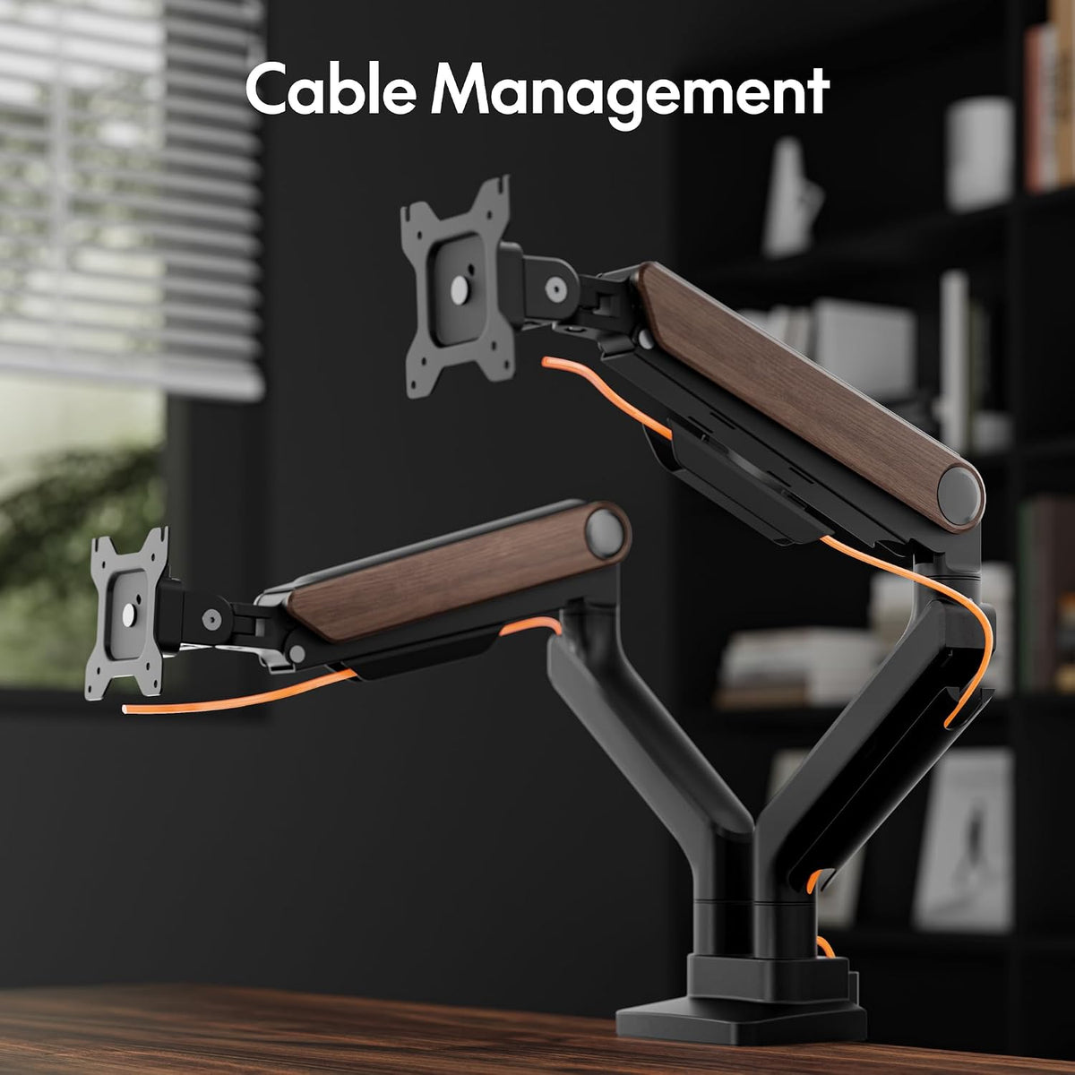 FlexiSpot Monitor Stand, Heavy Duty Dual Monitor Arm for Ultrawide Screen up to 39" and 44 Lbs, Adjustable Gas Spring Arm with C Clamp & Grommet Base for Gaming Office, 75/100 VESA Mount, Wood Grain