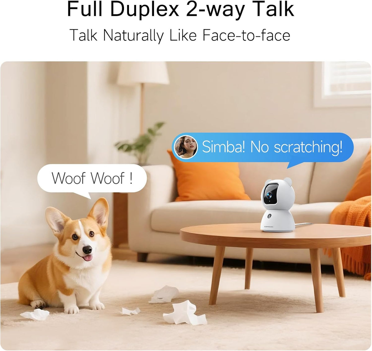 2.5K Indoor Security Camera, Free AI Person/Pet/Cry Detection, 4MP Baby Monitor/Dog/Cat/Pet Camera with Phone App, Pan Tilt 2.4GHz WiFi, Night Vision, Full Duplex Audio for Home Security