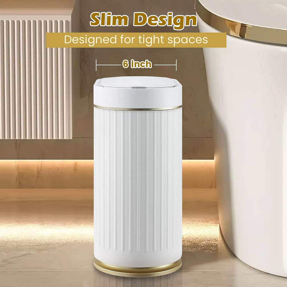 SYNCVIBE Bathroom Trash Can with Lid, 2 Gallon, Motion Sensor