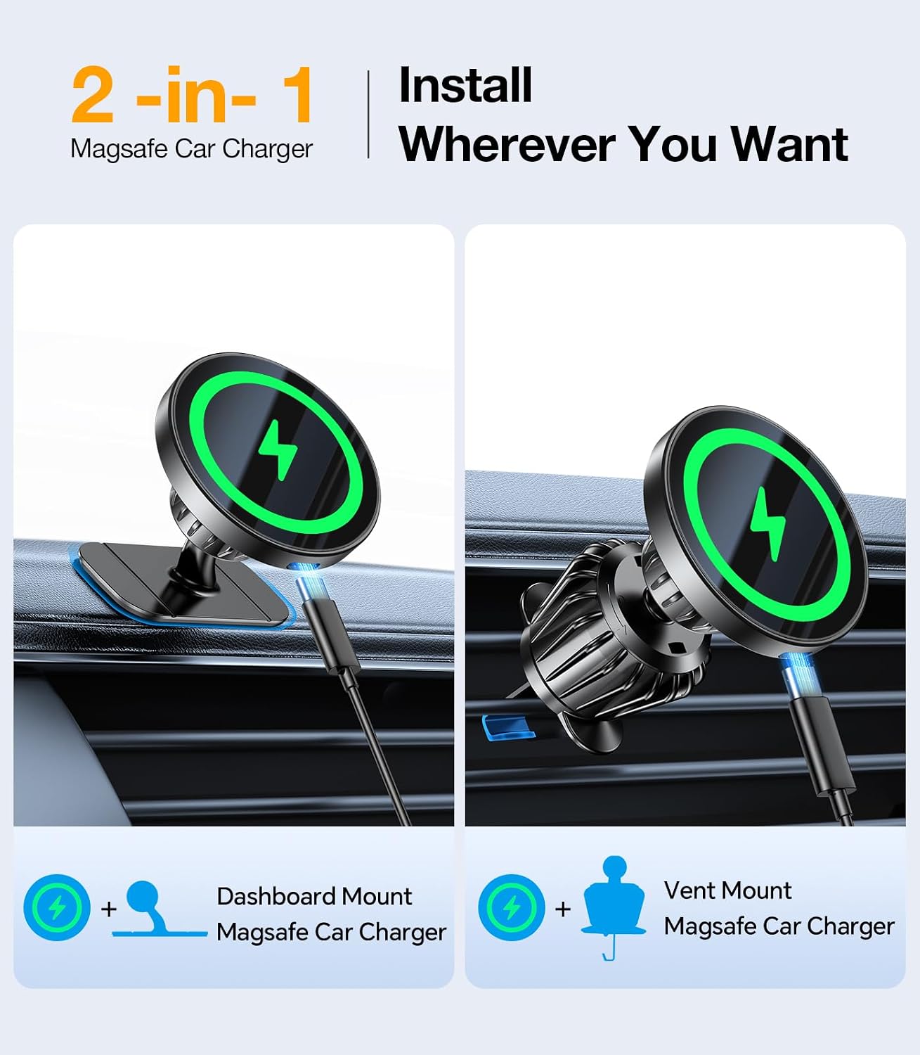 for MagSafe Car Mount Charger【Stronger Magnets】Magnetic Wireless Car Charger with Dashboard Pad Mounting Phone Holders for Your Car Accessories for Women Men Car Mount for iPhone 17 16 15 14