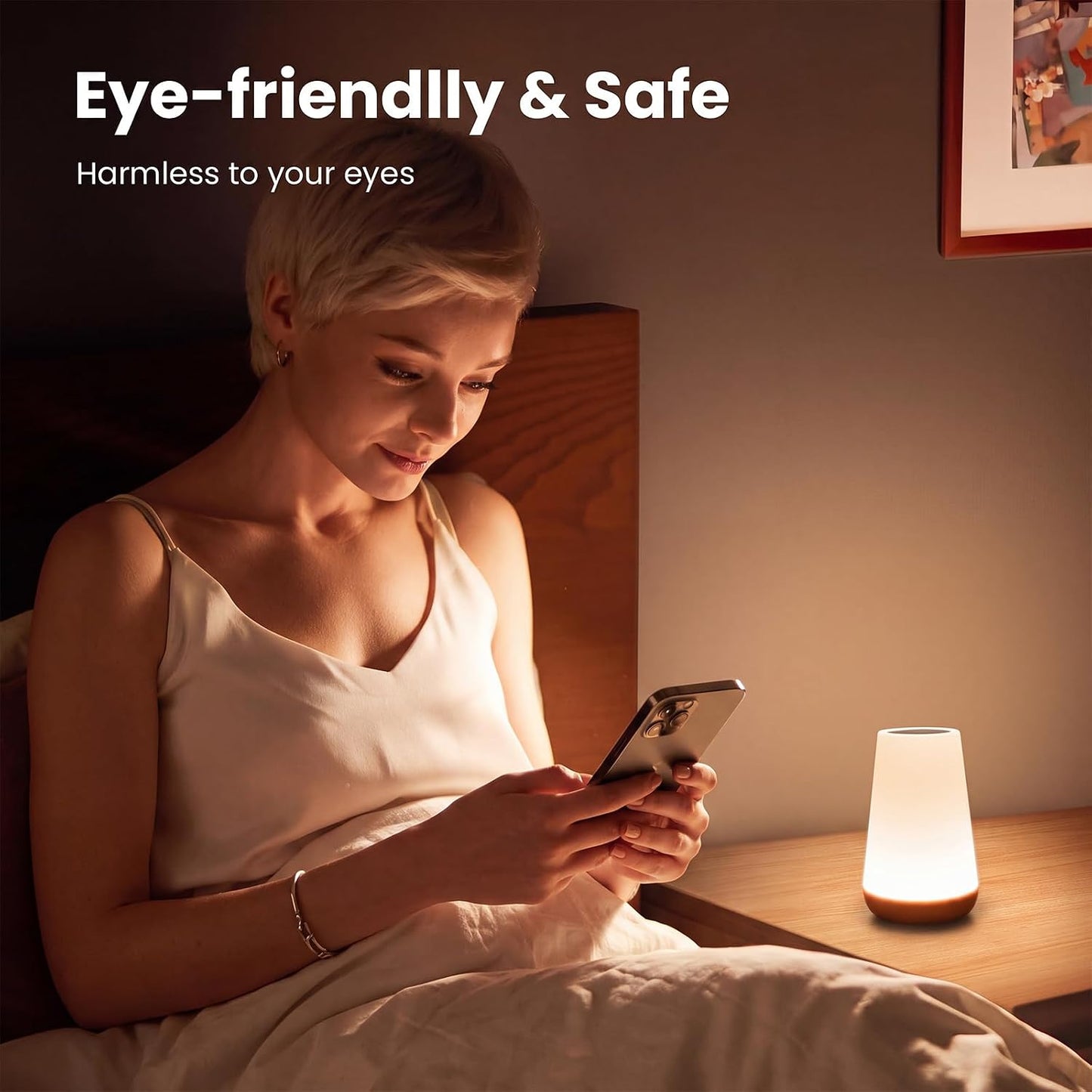 THAUSDAS Telecontrol Night Light Touch Lamp: 13 Colors, 5 Brightness, Brown | Table Bedside Lamp 1500mAh USB Rechargeable - 3 Lighting Modes, 1/2/4/6H Auto - Off For Nursery & Bedroom & Camping
