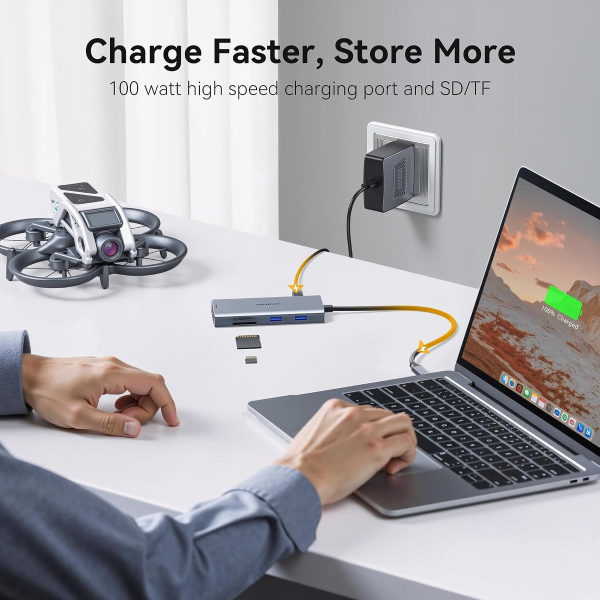 ABIWAZY USB C Hub Multoport Adapter, 9 in 1 Mac Adapter for MacBook Pro/Air